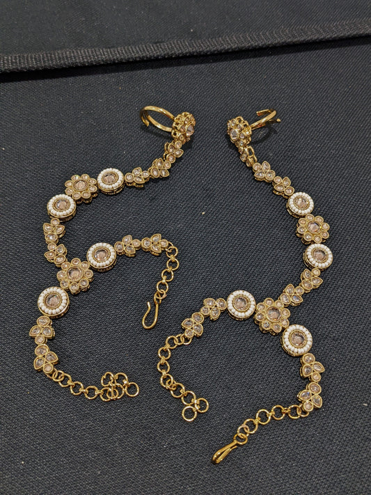 Polki Haath Phool / Bracelet Ring Combo / Ring Chain Bracelet / Indian Wedding Jewelry - design 5