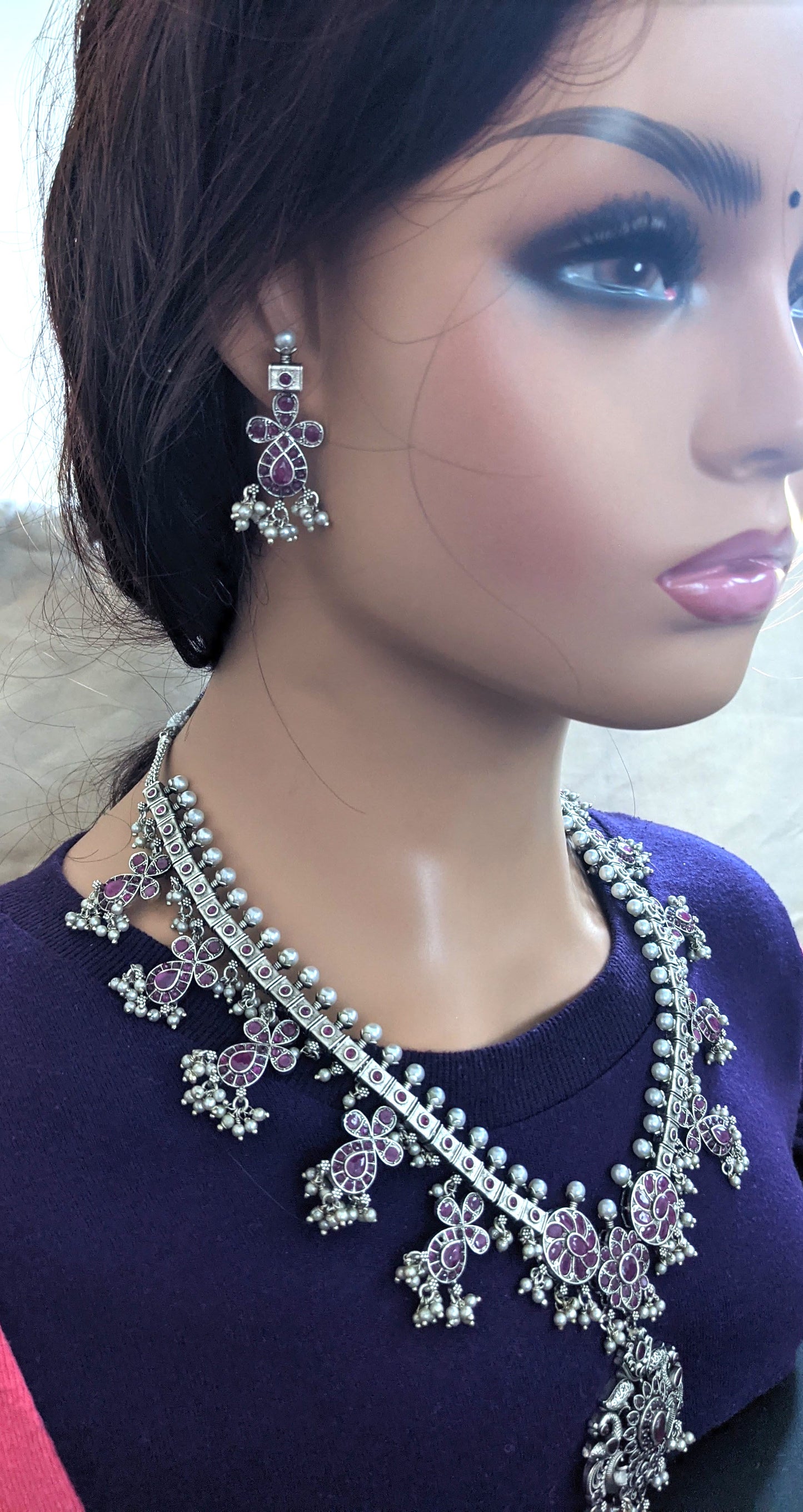 Guttapusalu style Kemp haram and earrings set
