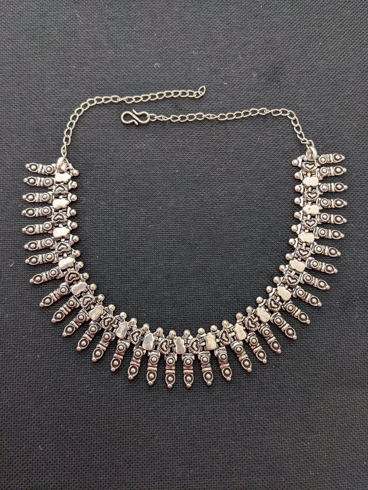 Broad Spike design oxidized silver choker necklace - 6 different designs