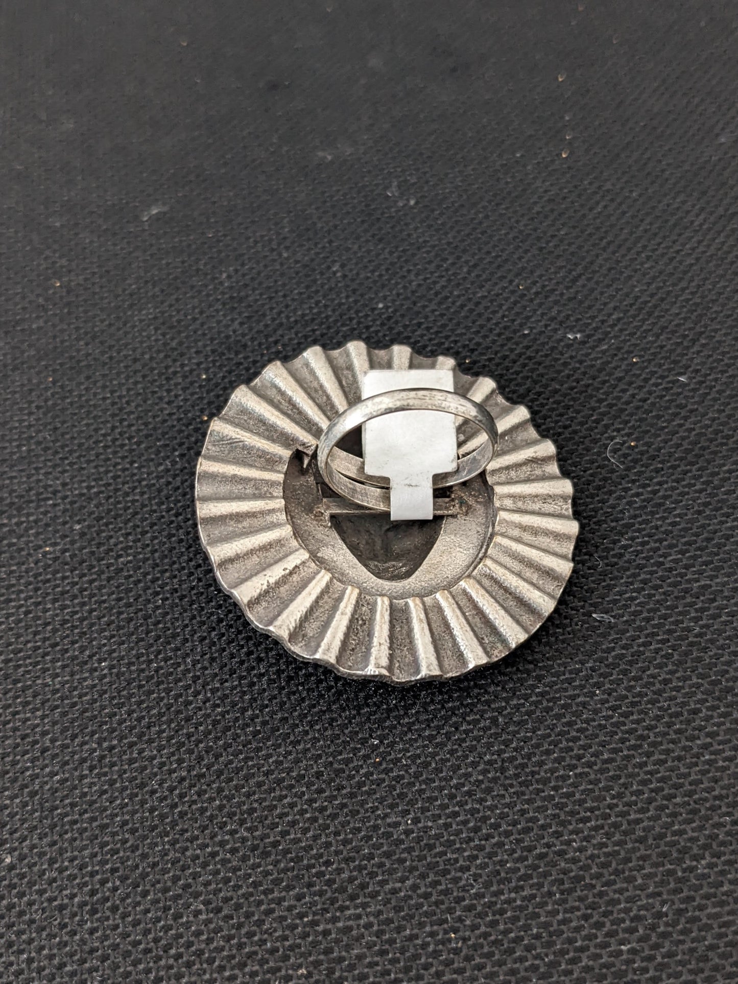 German silver large Goddess Durga round adjustable Finger ring - Simpliful