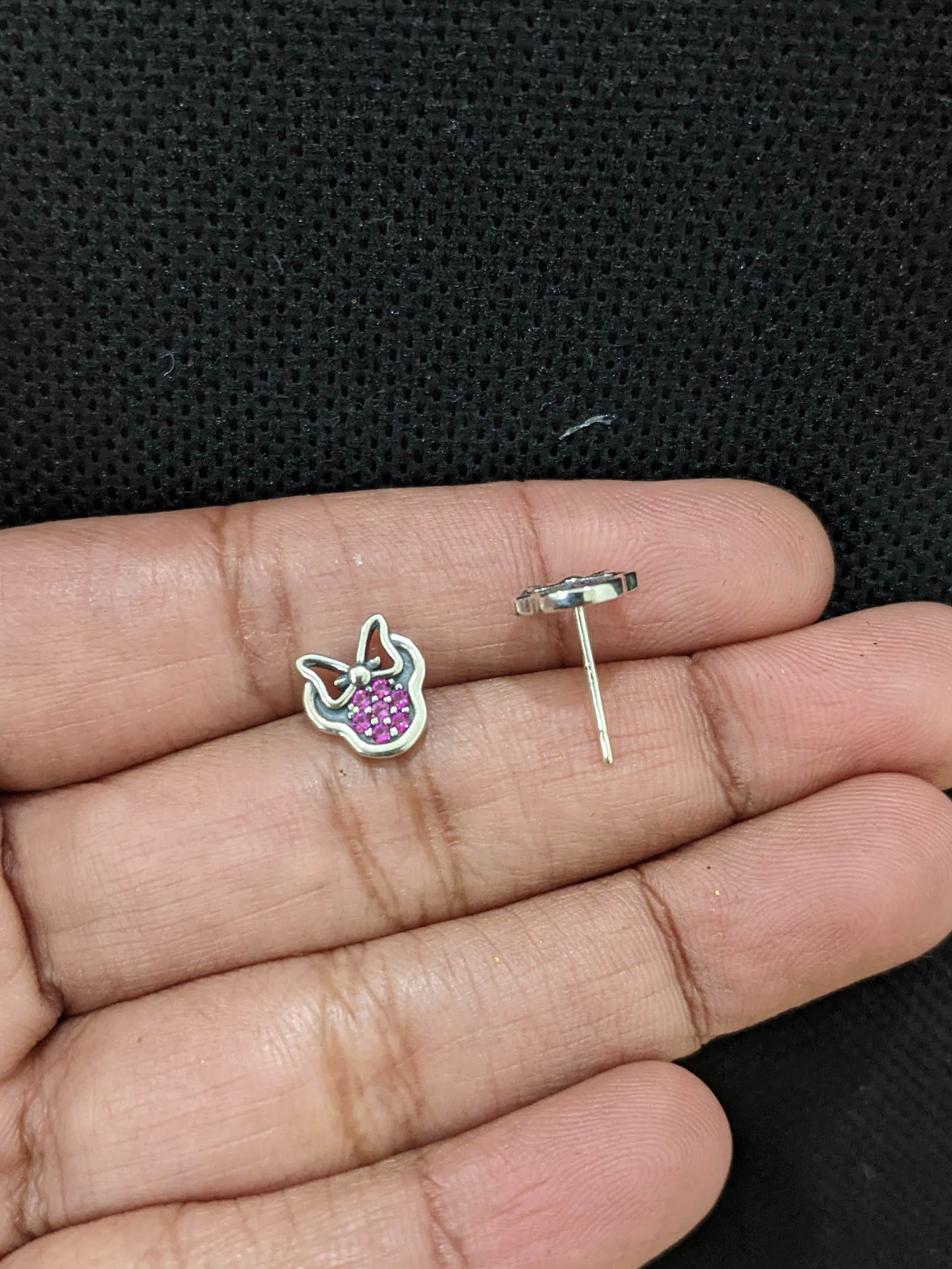 Sterling Silver Minney Mouse Tiny Earrings