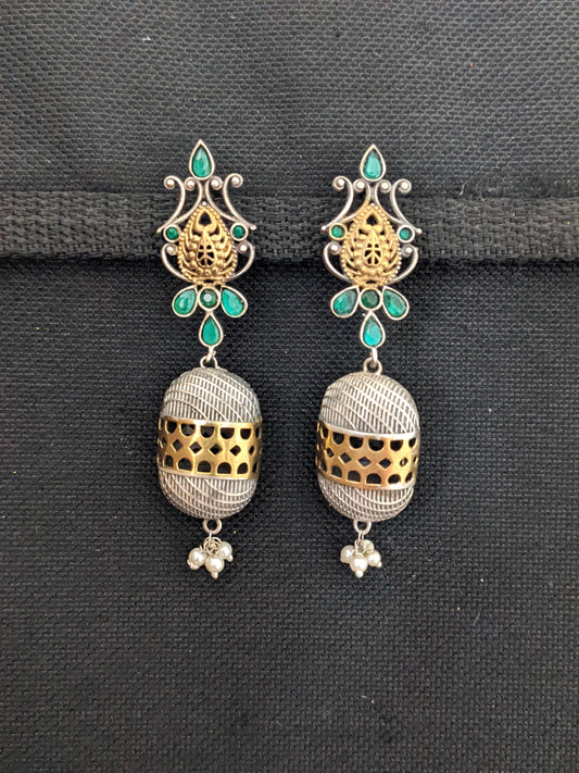 Dual tone German silver Funky  Earrings - Simpliful