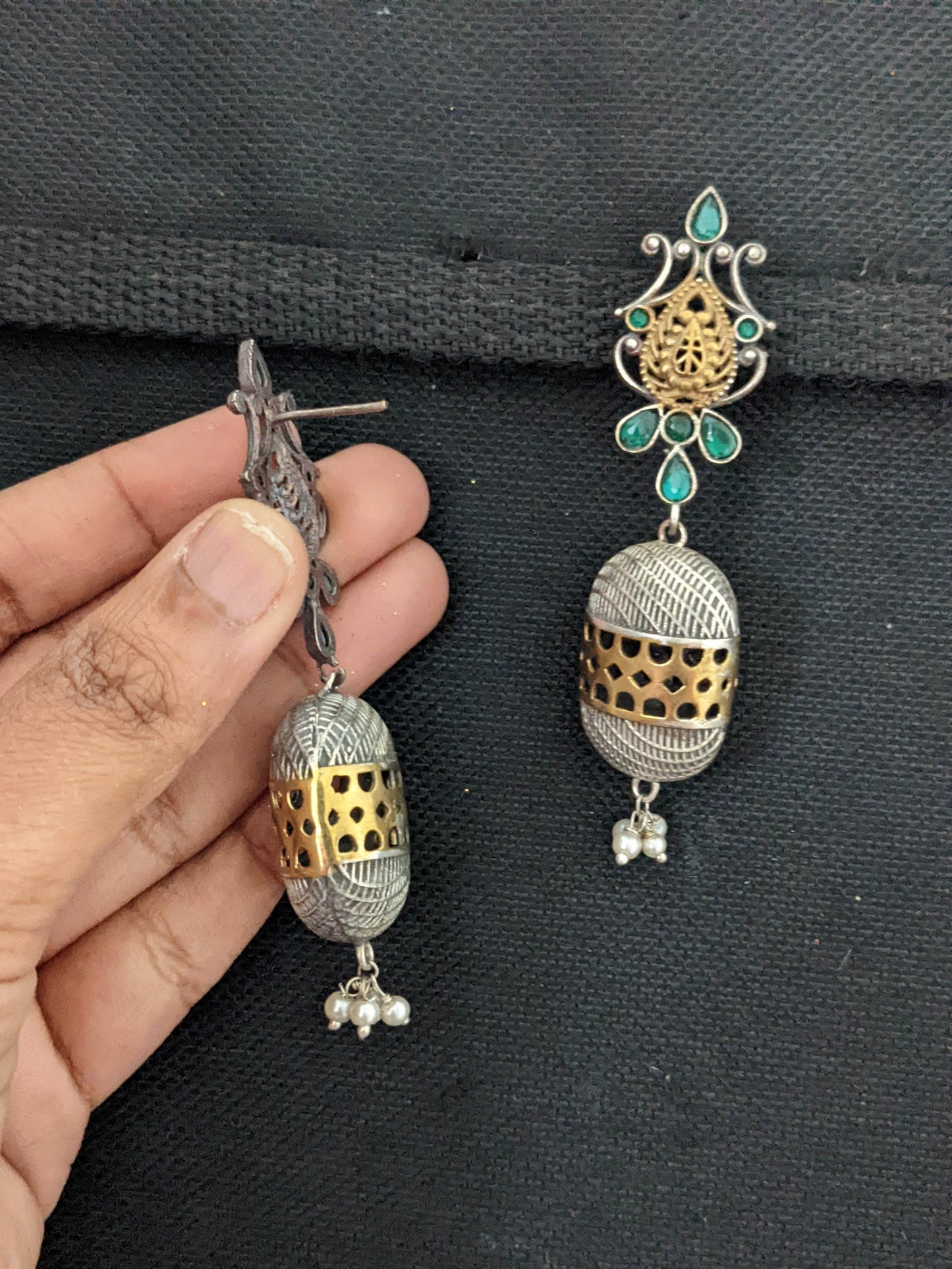 Dual tone German silver Funky Earrings - Simpliful