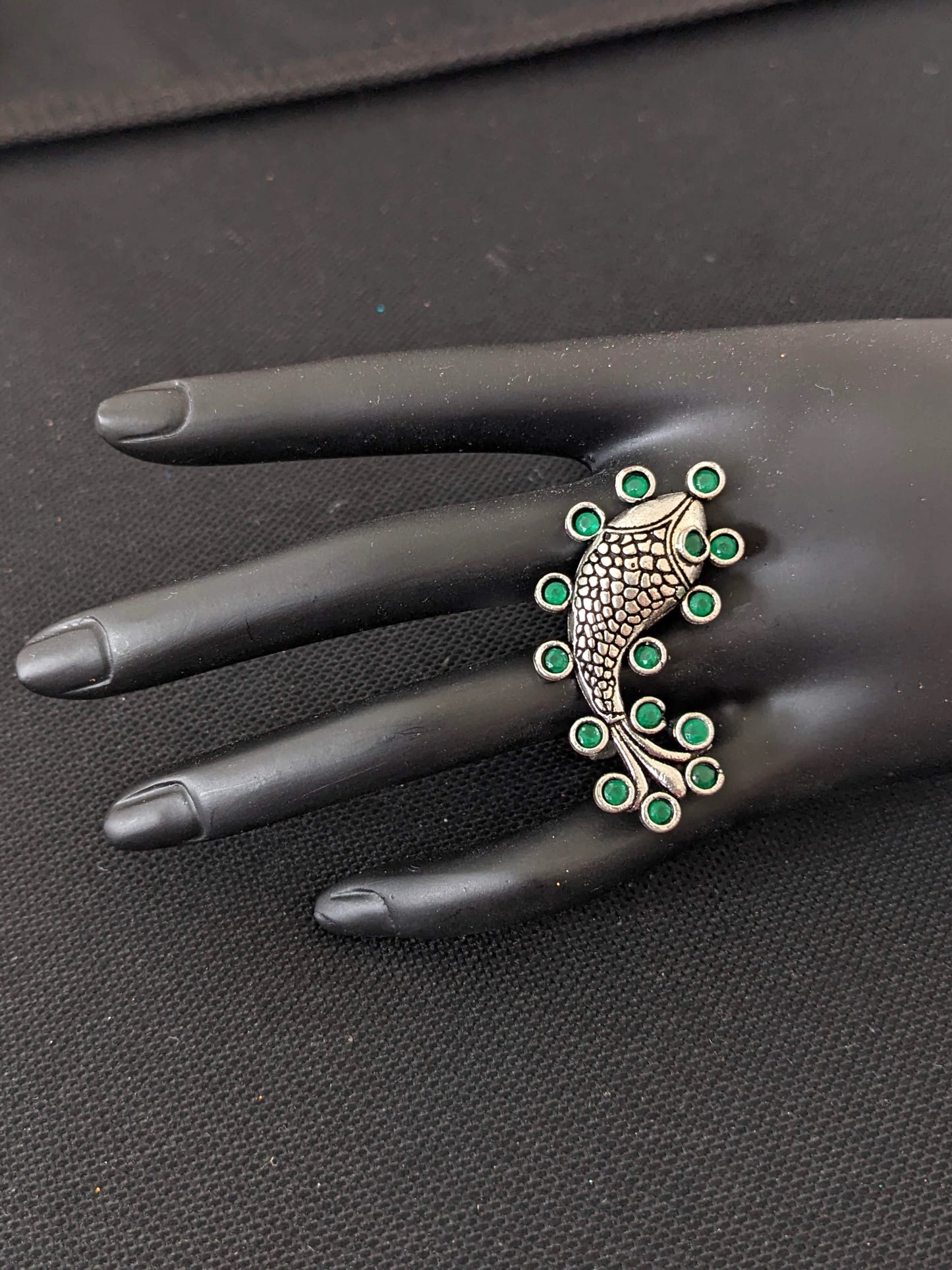 Oxidized Fish design Adjustable Finger ring - Simpliful