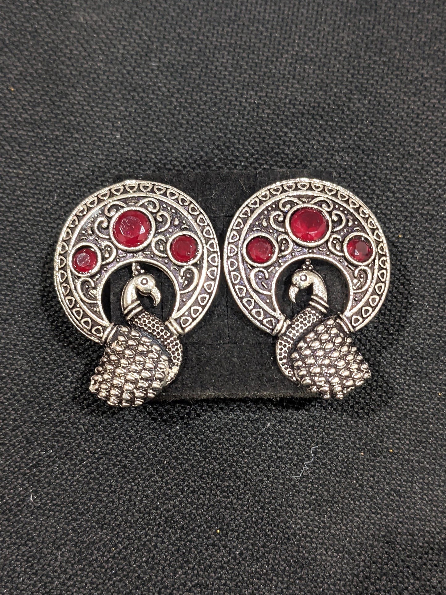 Oxidized Peacock large stud earrings - Simpliful