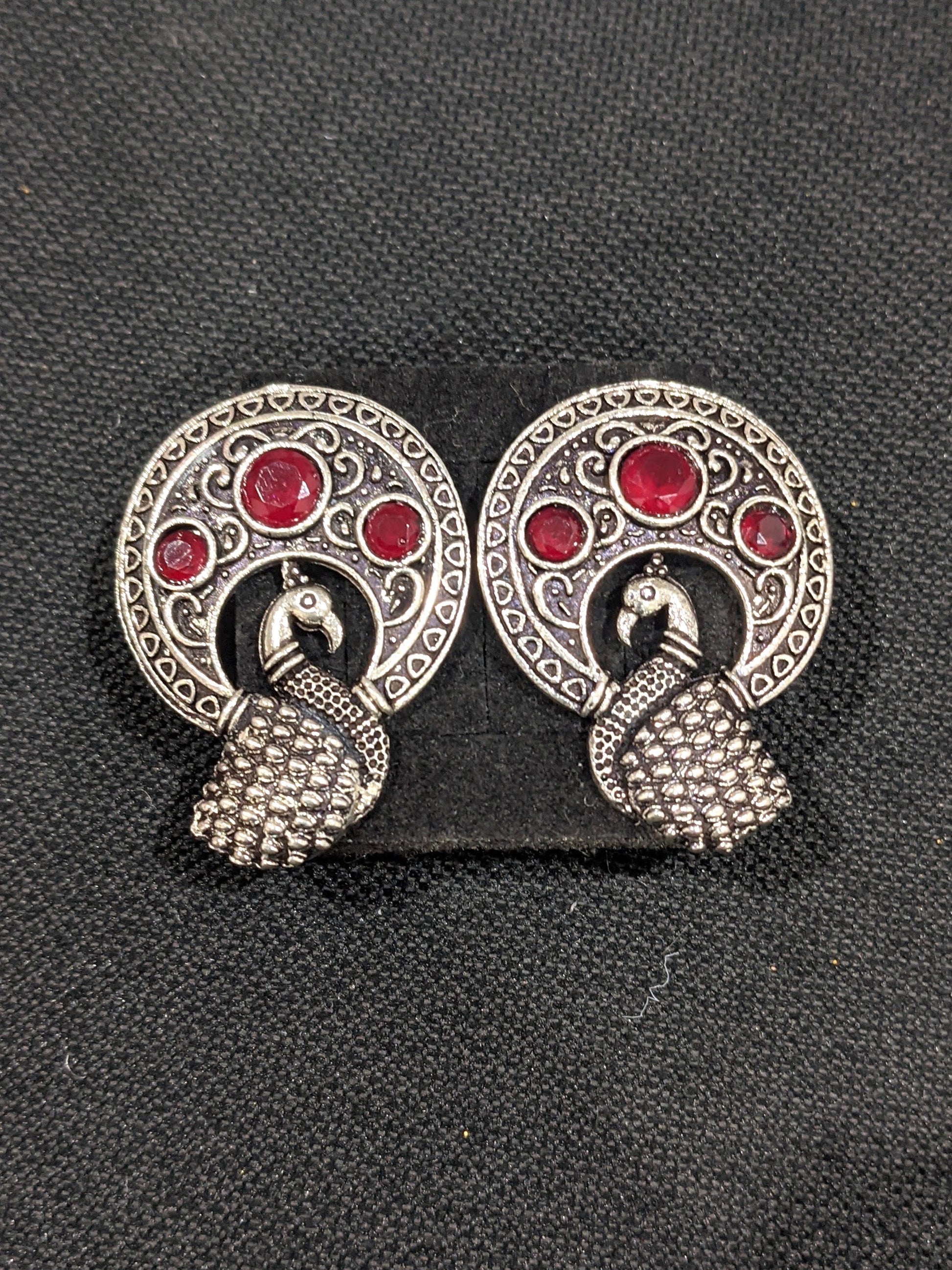 Oxidized Peacock large stud earrings - Simpliful