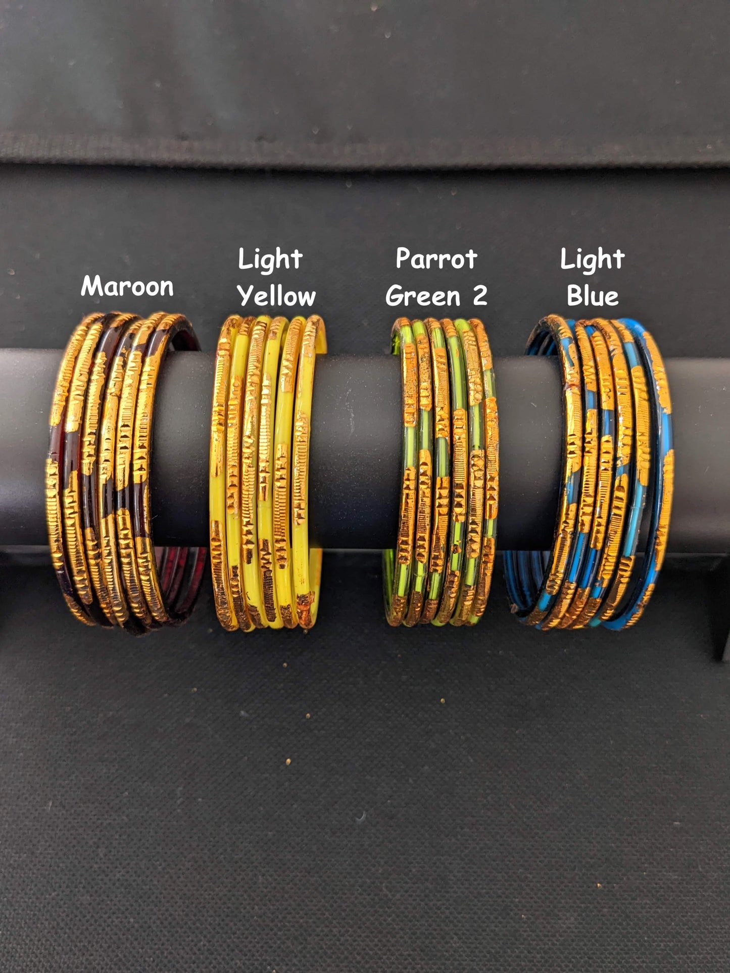 Gold line Glass Bangles - Set of 6 bangles / Half dozen bangles