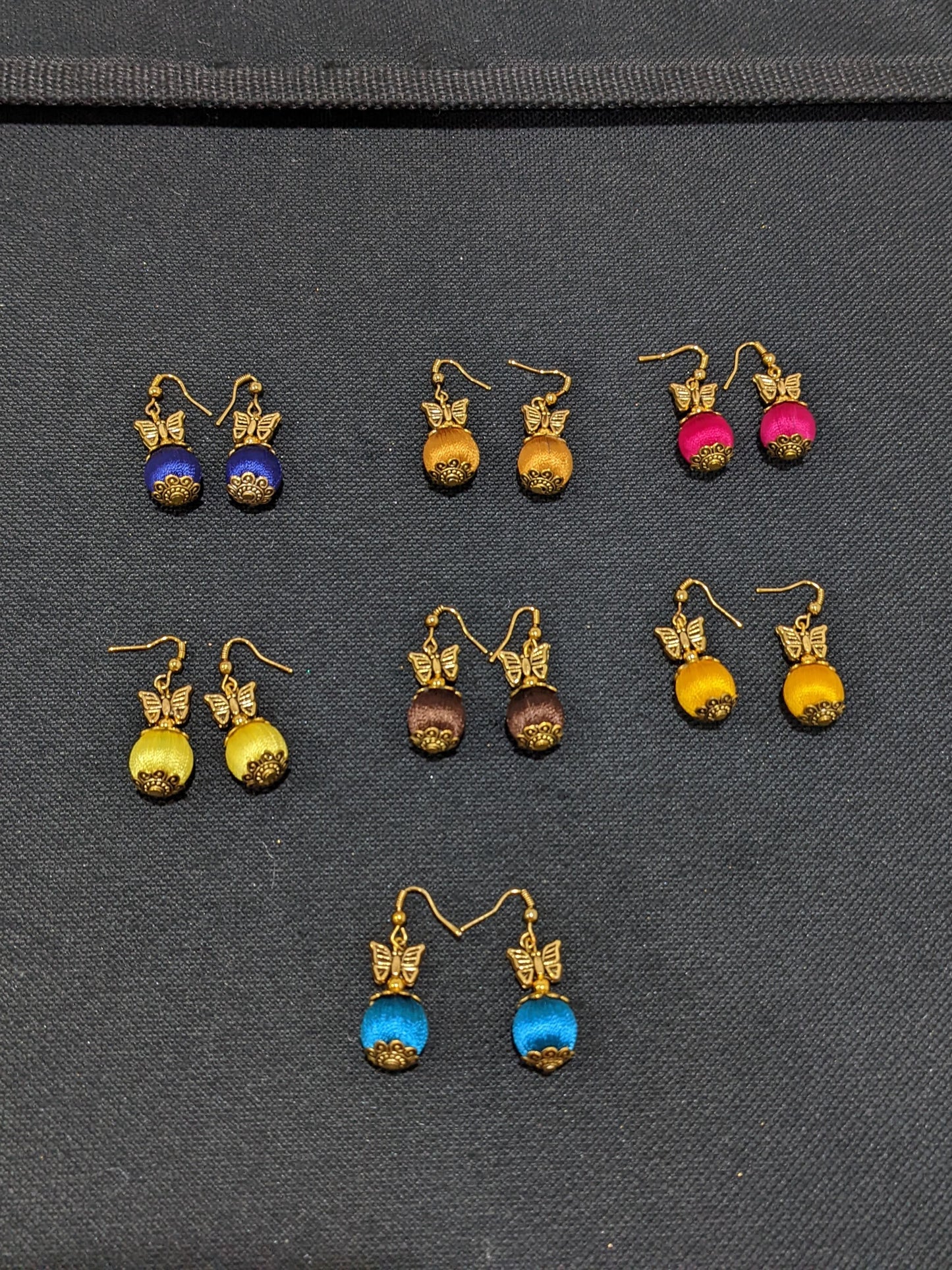 Silk Thread silk bead butterfly casual hook drop Earring - Simpliful