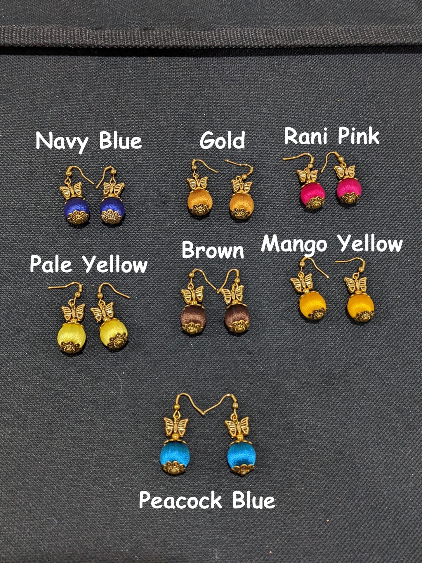 Silk Thread silk bead butterfly casual hook drop Earring - Simpliful