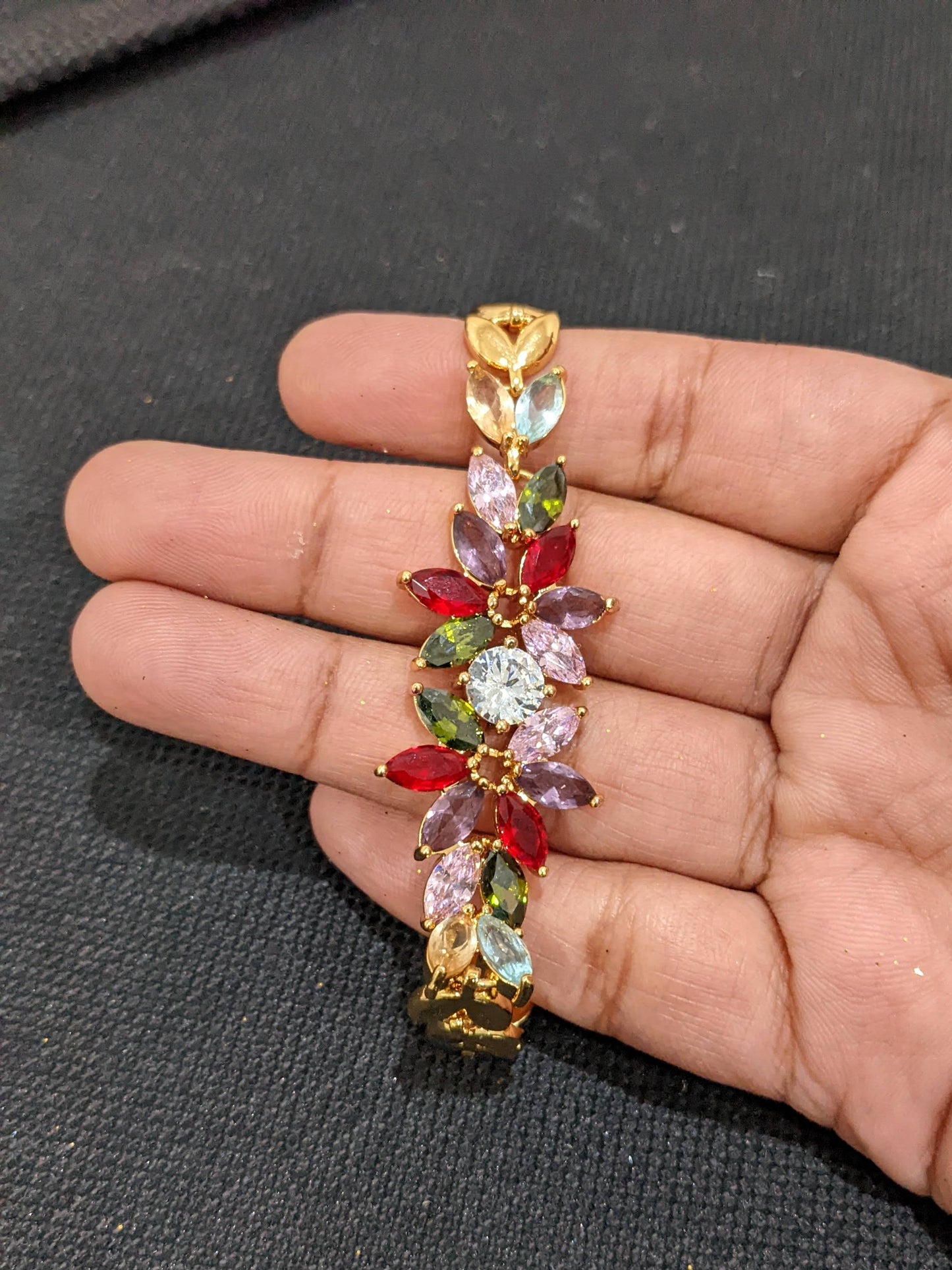Multi color CZ stone Flower design Bracelet