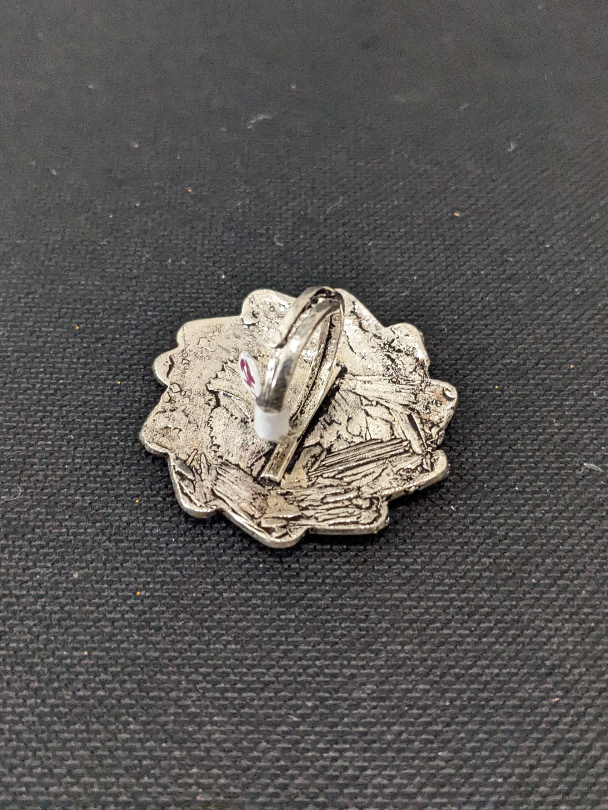 Oxidized Silver teardrop surrounded large Adjustable Finger ring - Simpliful