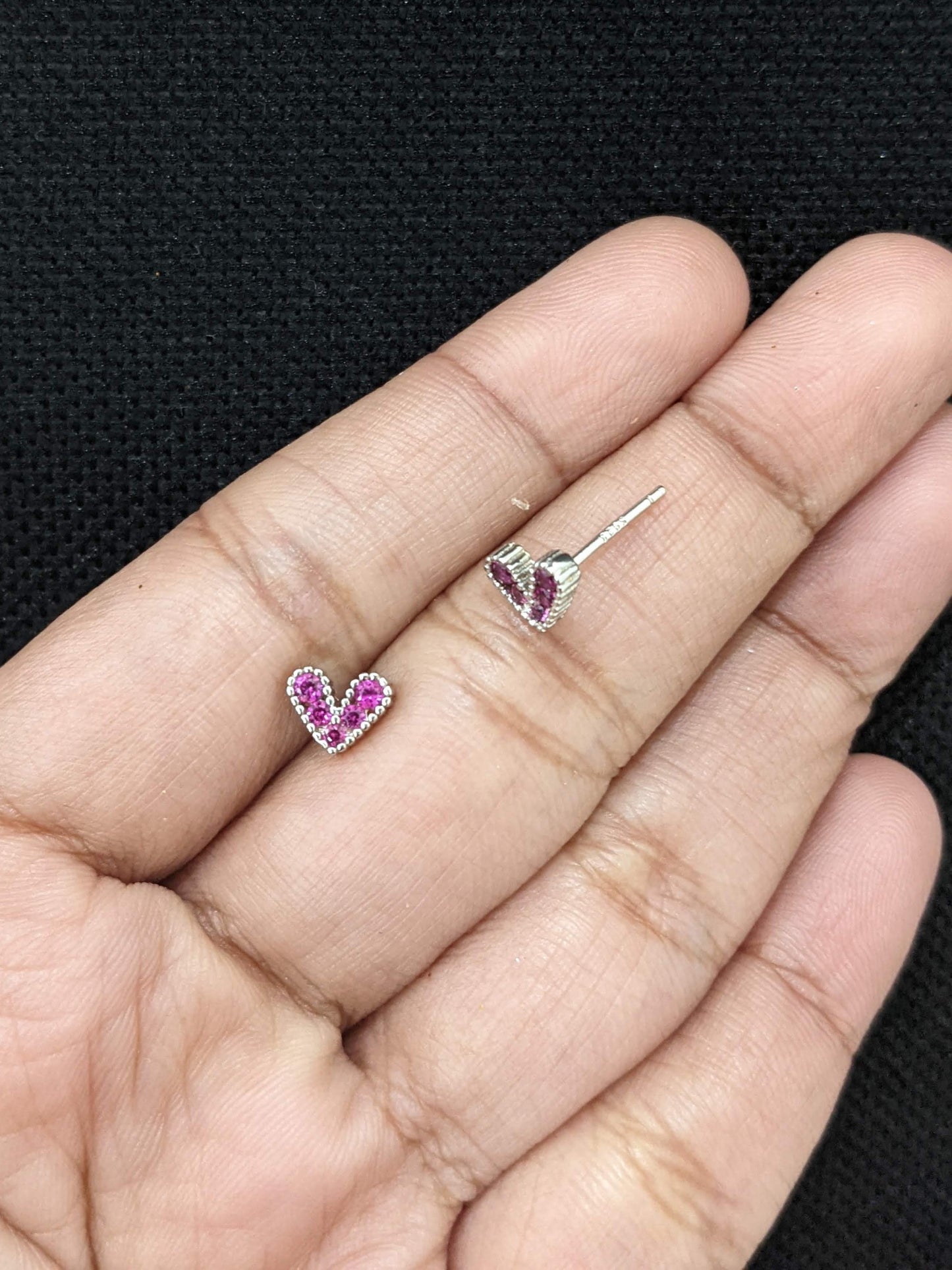 Heart design Sterling silver Tiny Earrings