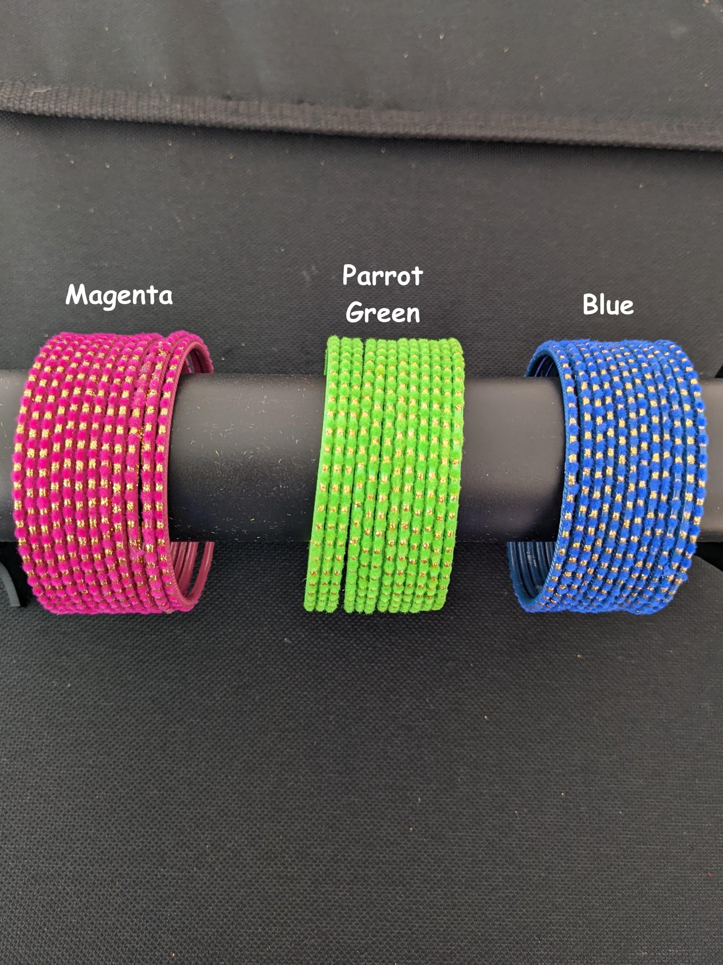 Colorful Thin Metal Bangles - 1 dozen - Velvet bangles