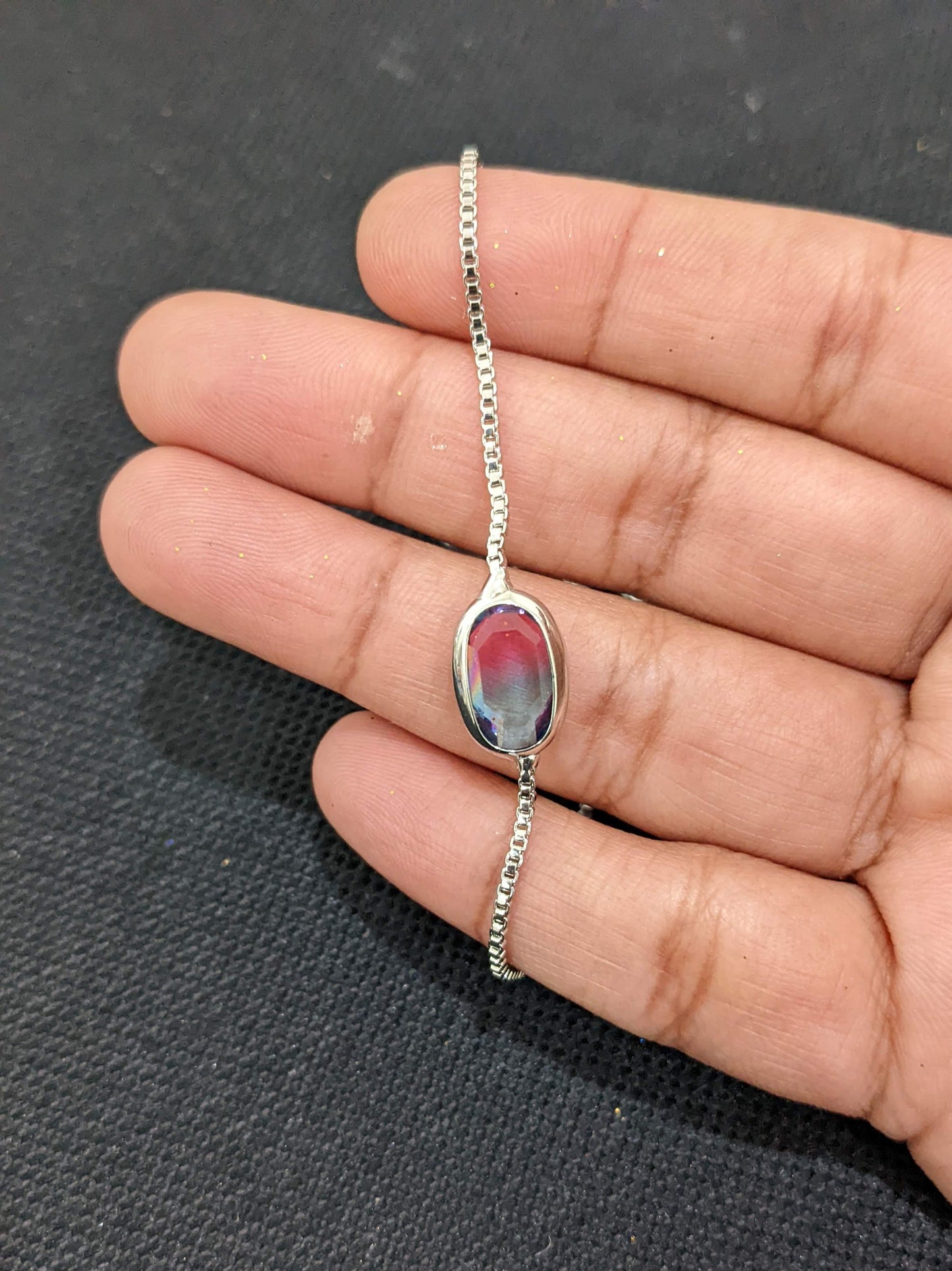 Dual color resin stone Adjustable Bracelet