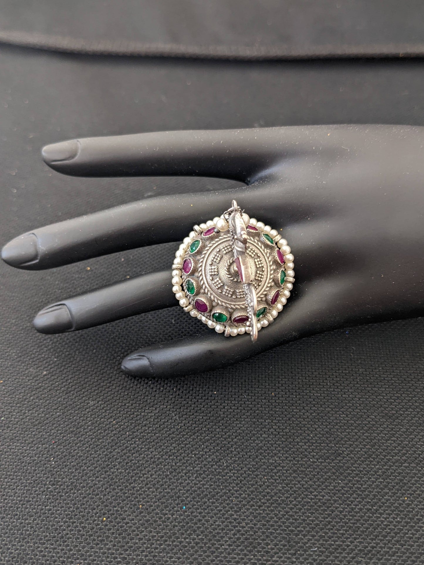 Oxidized silver Peacock standing adjustable Finger ring - Simpliful