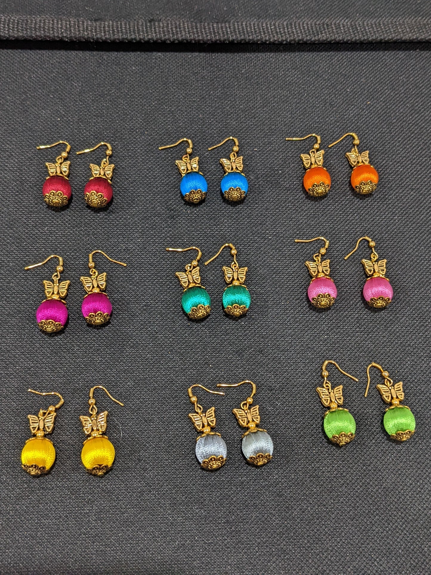 Silk Thread silk bead butterfly casual hook drop Earring - Simpliful