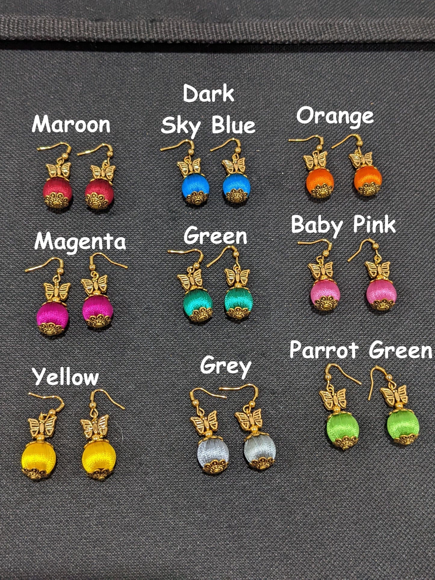 Silk Thread silk bead butterfly casual hook drop Earring - Simpliful