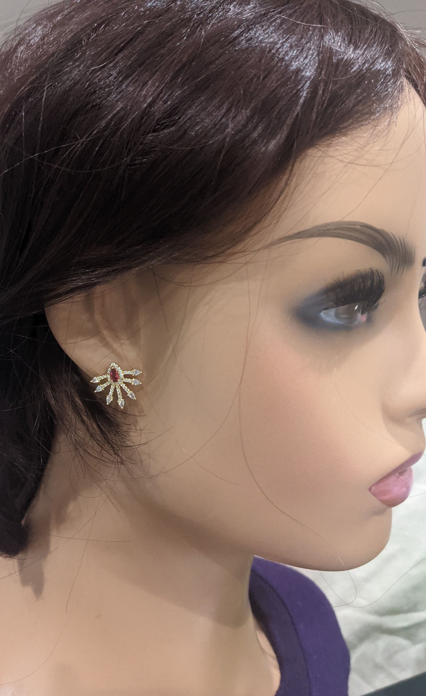 Spike design CZ stud earrings - Simpliful