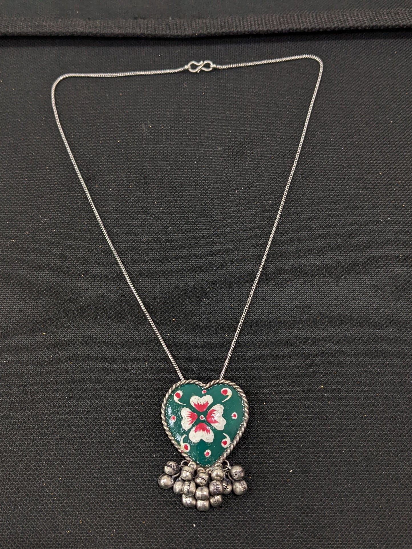 Heart Pendant Silver Chain Oxidized Silver Necklace