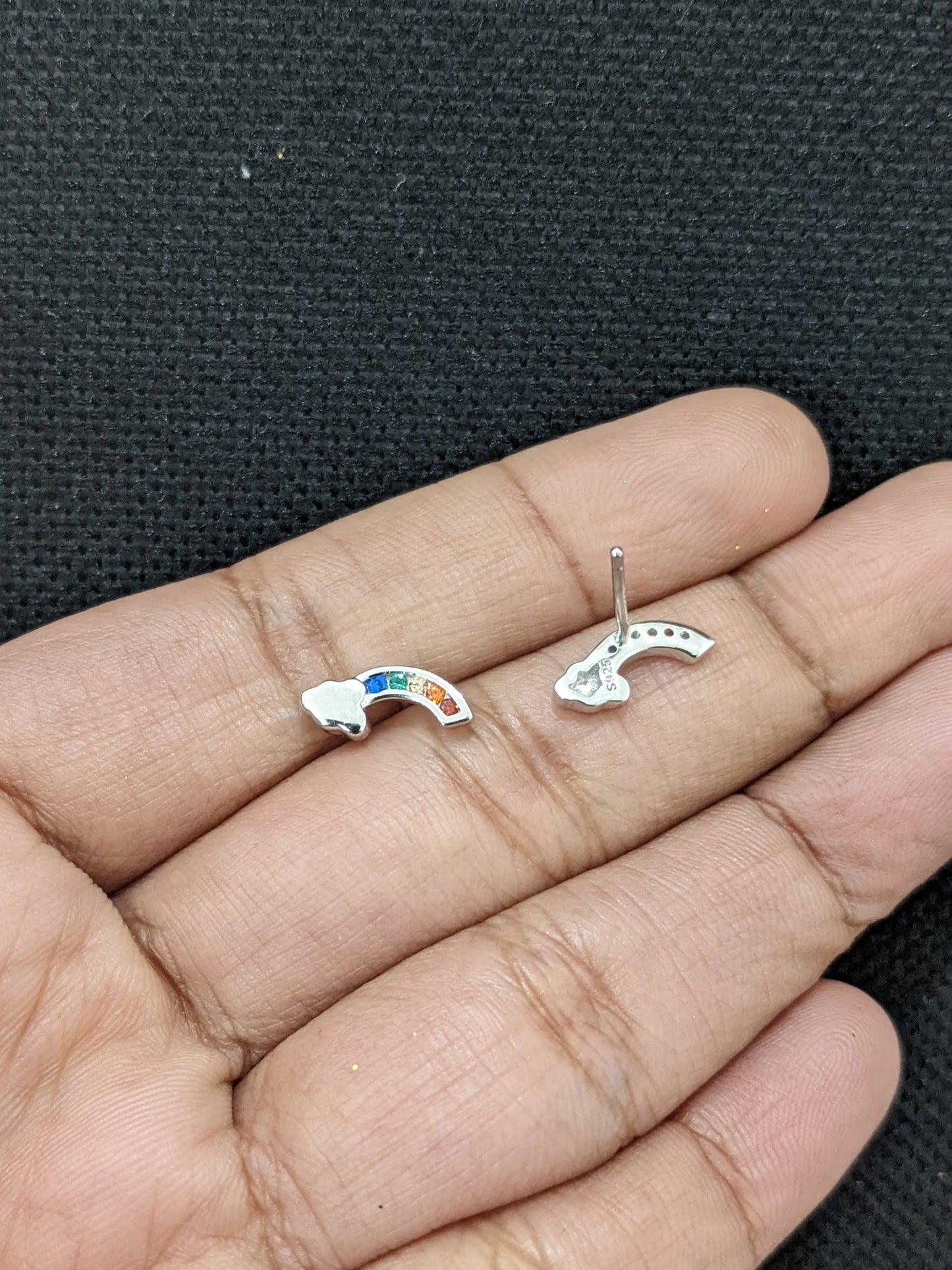 Rainbow Cloud design Sterling silver Tiny Earrings