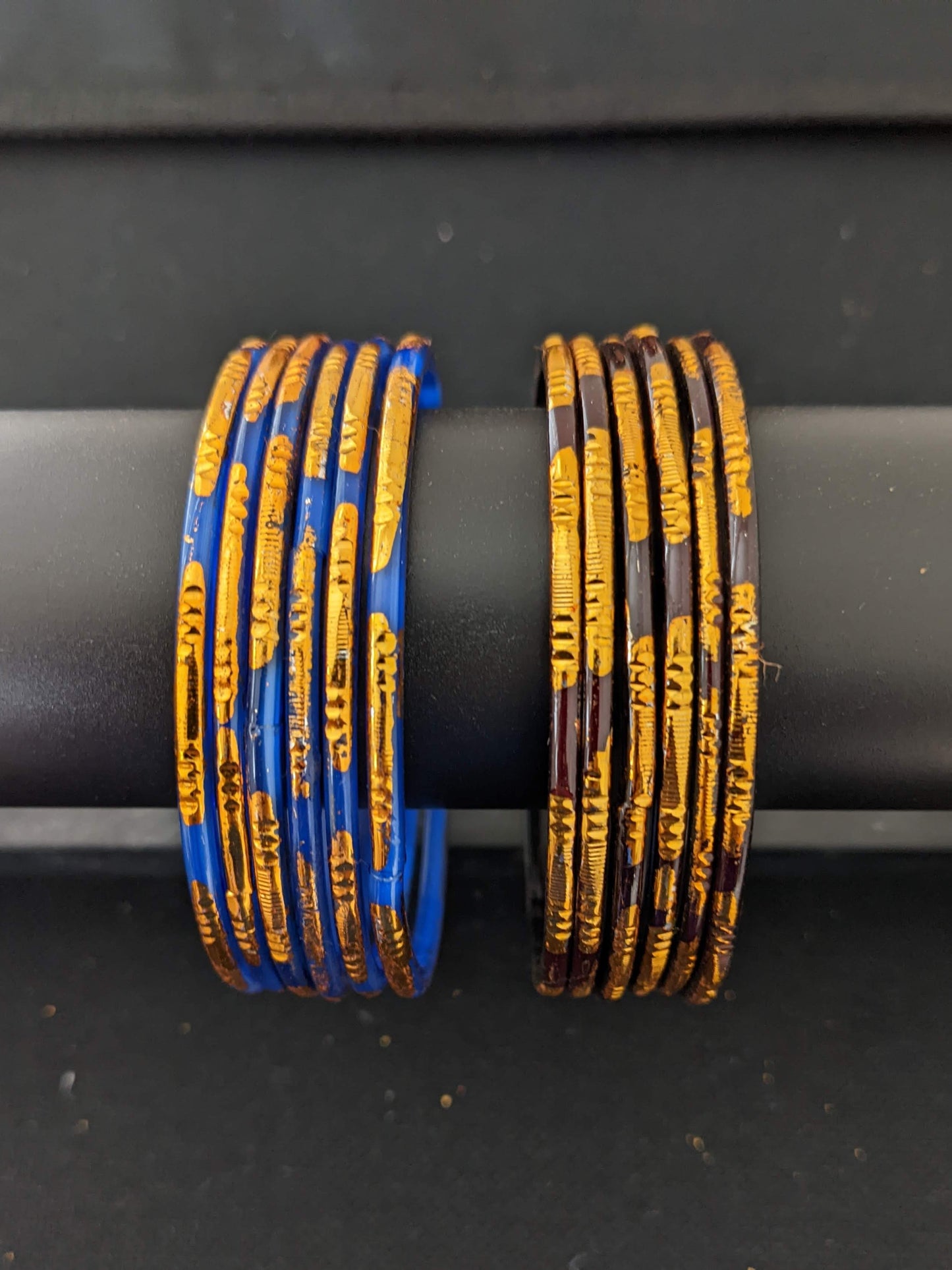 Gold line Glass Bangles - Set of 6 bangles / Half dozen bangles