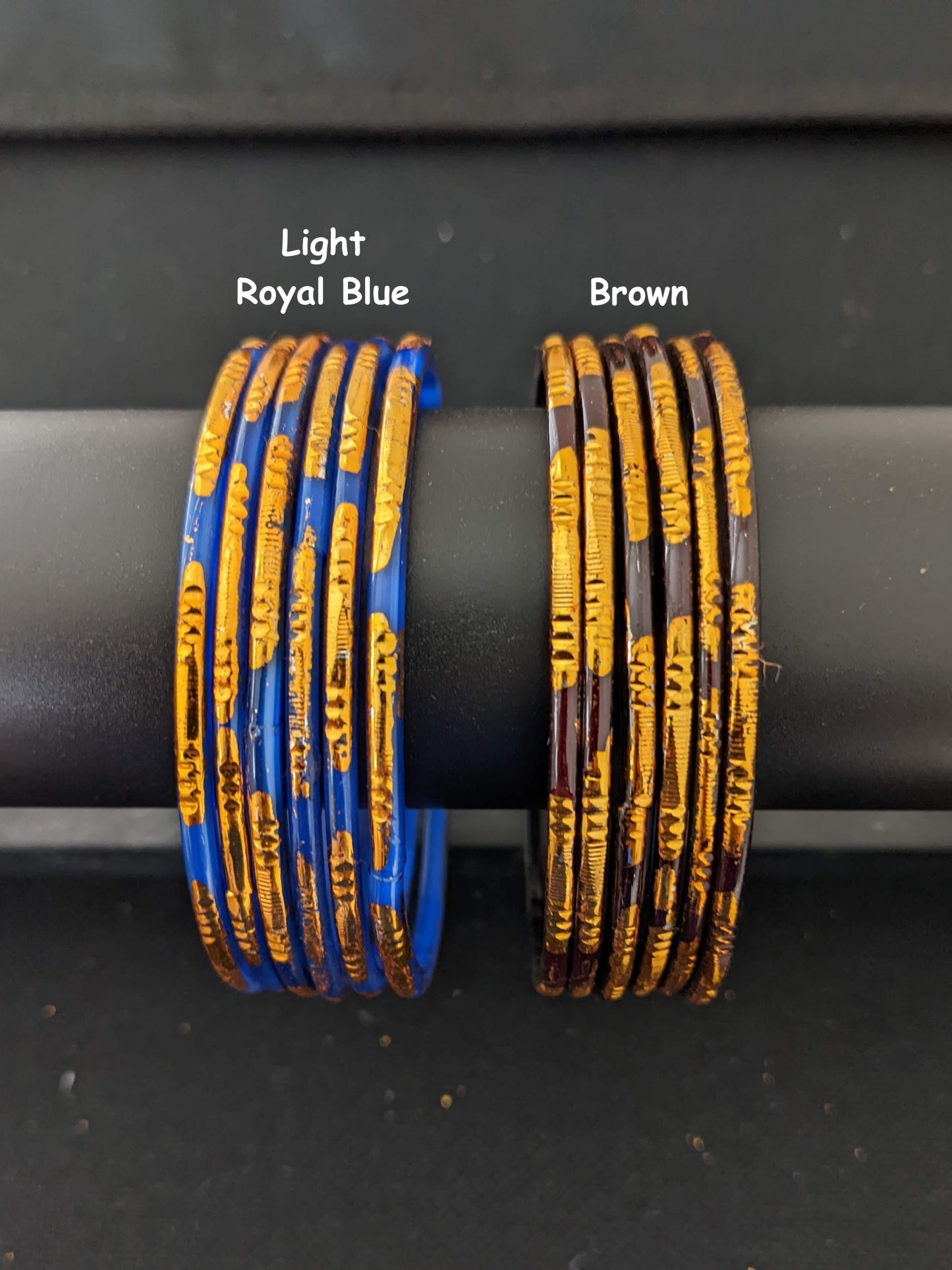 Gold line Glass Bangles - Set of 6 bangles / Half dozen bangles
