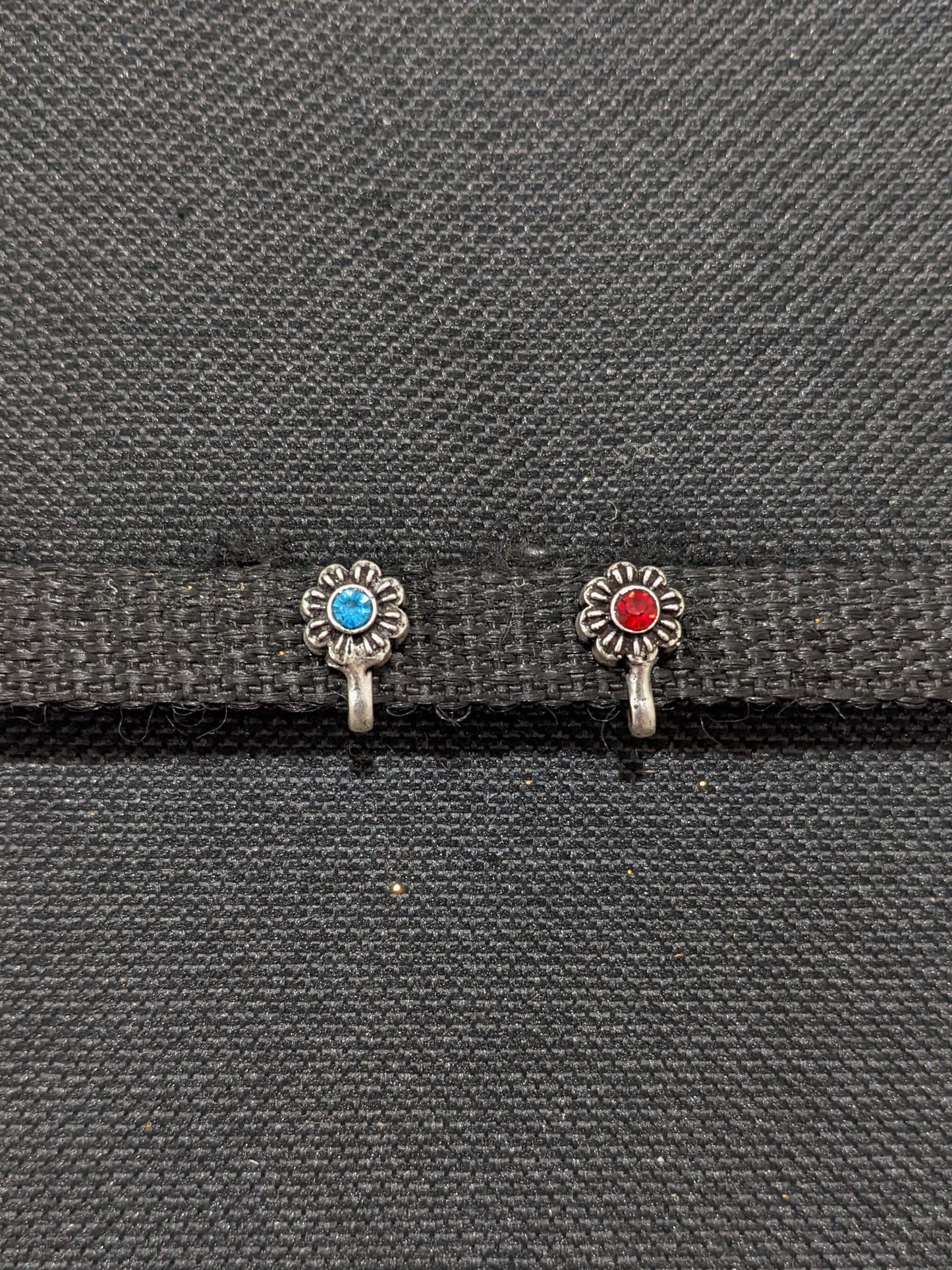 Oxidized Silver Small clip on nose pin - Different designs