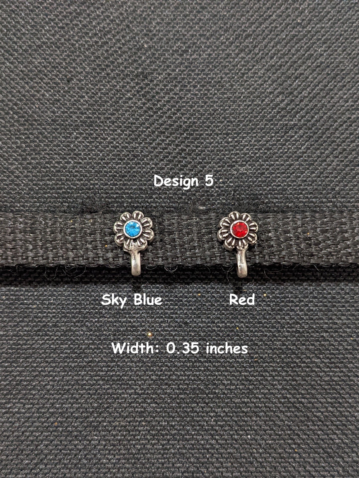 Oxidized Silver Small clip on nose pin - Different designs