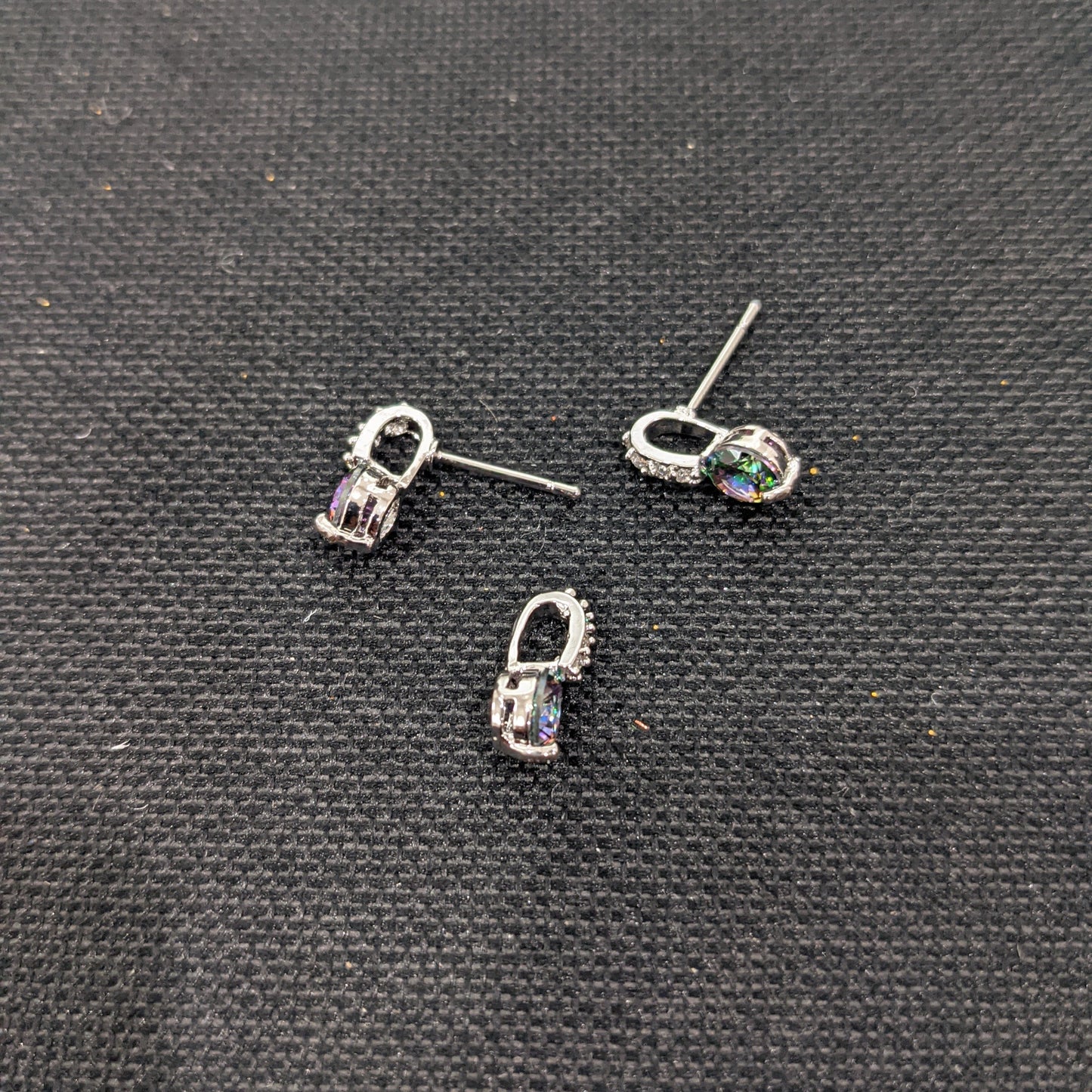 Rainbow color CZ stone Pendant and Earrings Set