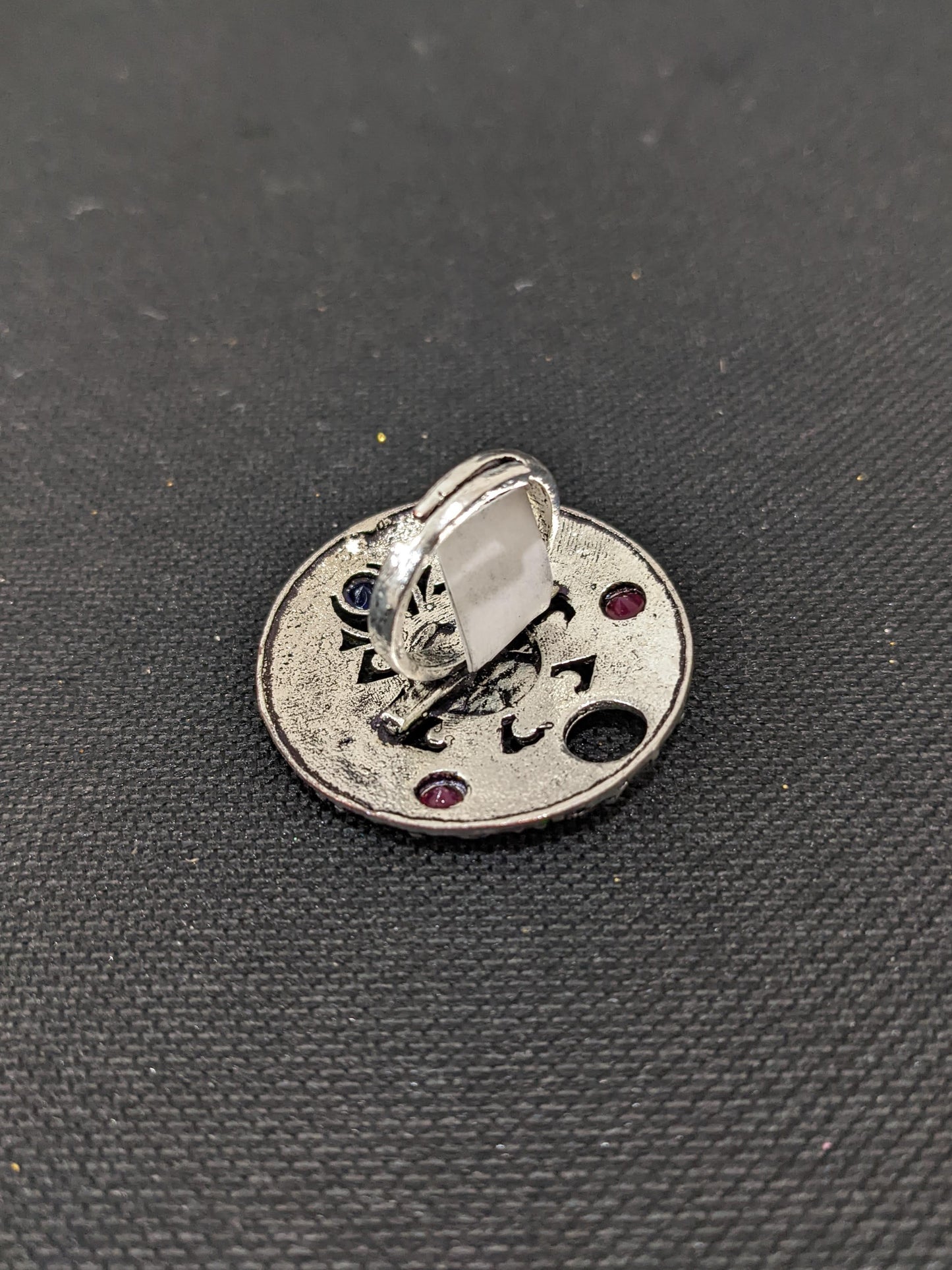 Oxidized Lord Ganesha round Adjustable Finger ring - Simpliful