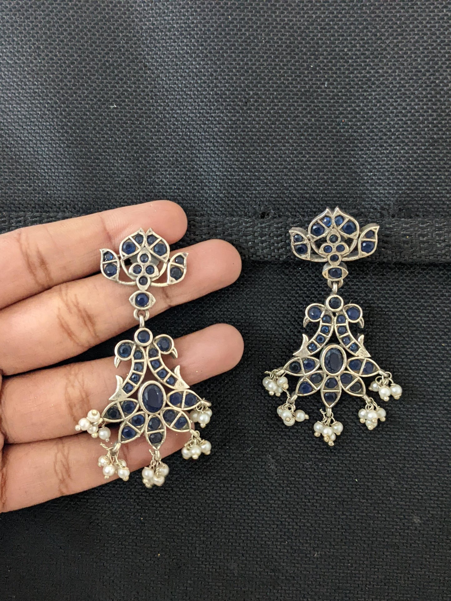 German Silver Dual Peacock CZ Earrings