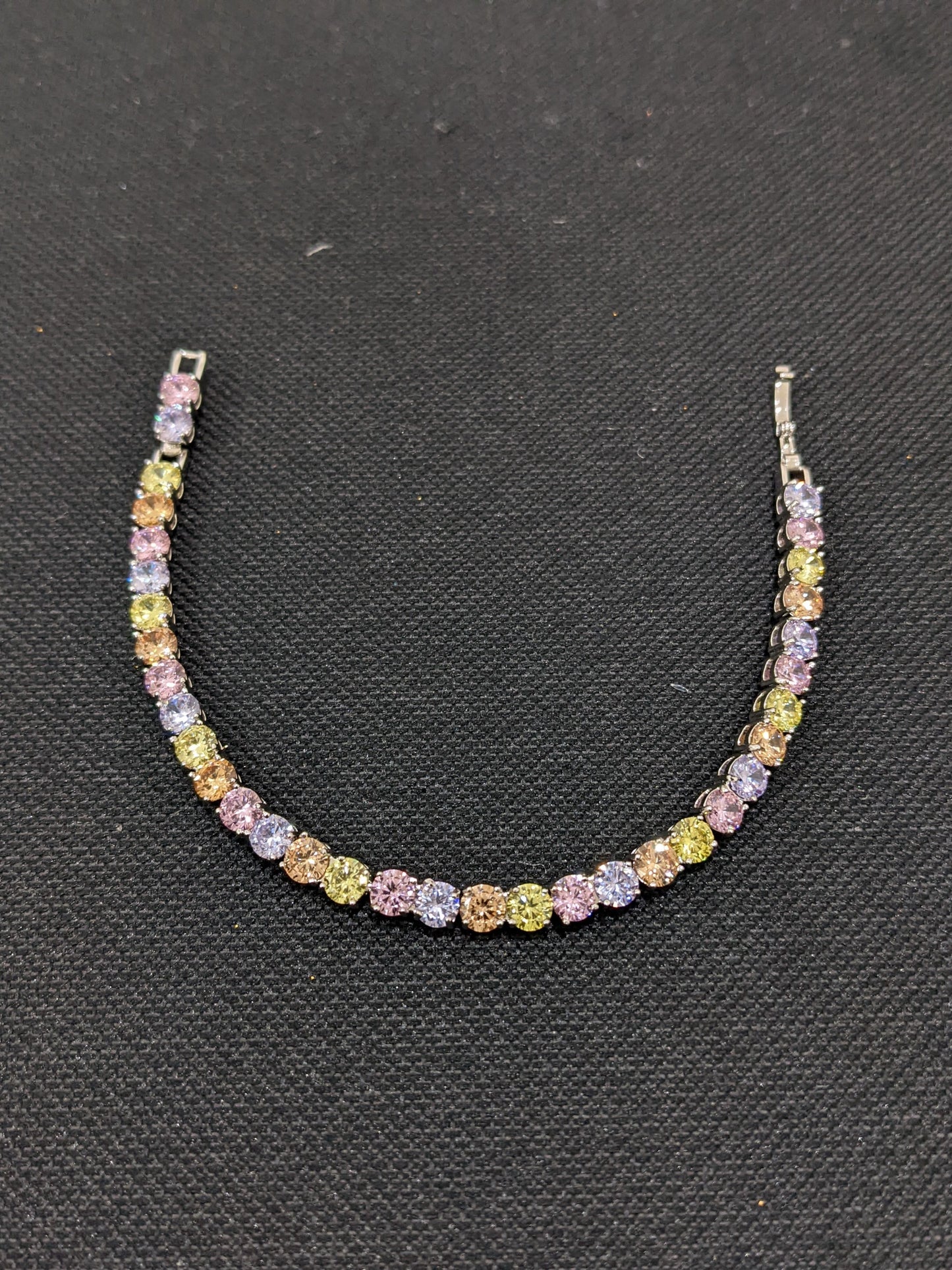 Multi color CZ stone platinum finish Bracelet - Simpliful