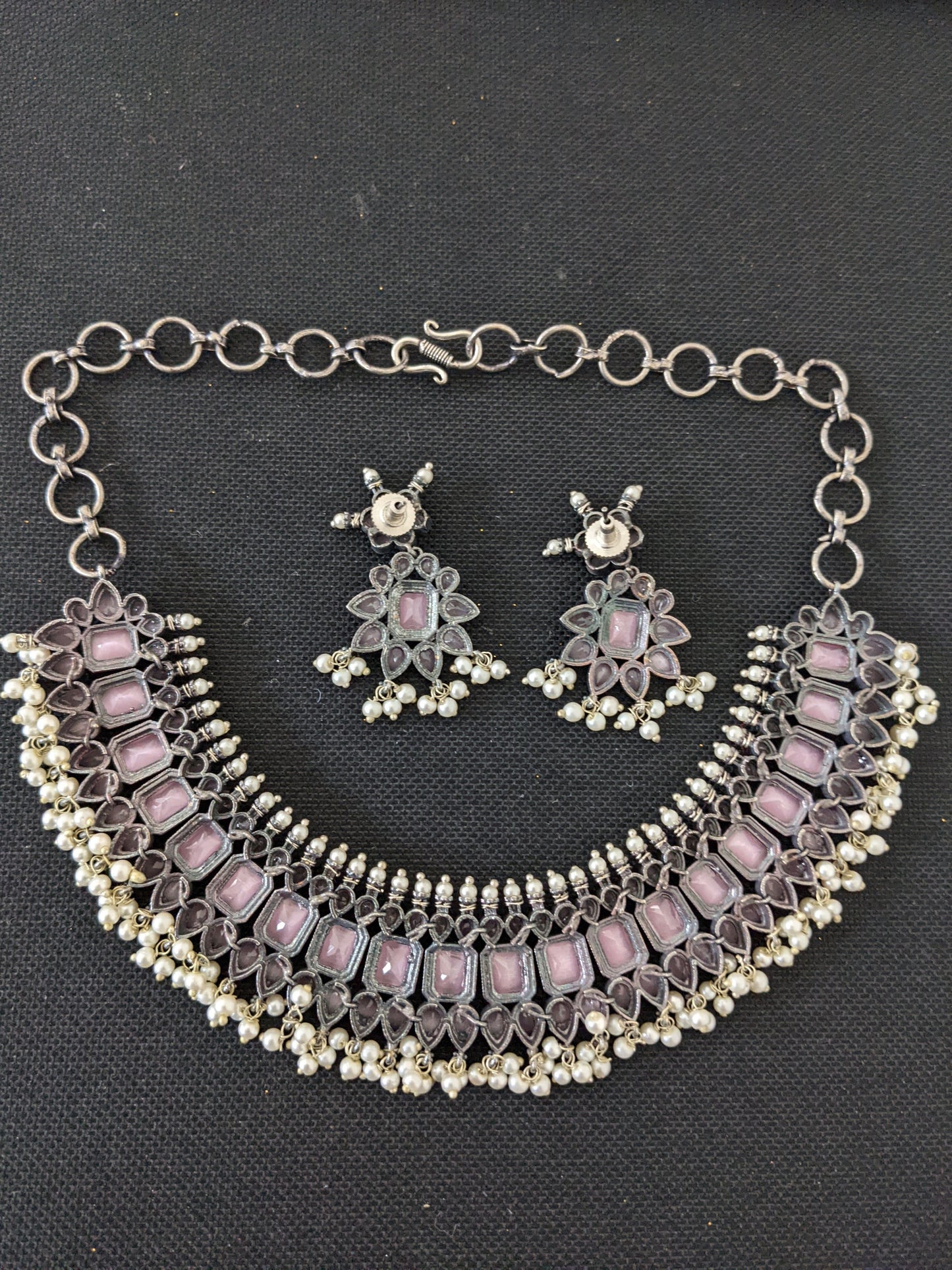 German Silver Guttapusalu CZ stone Grand Choker set