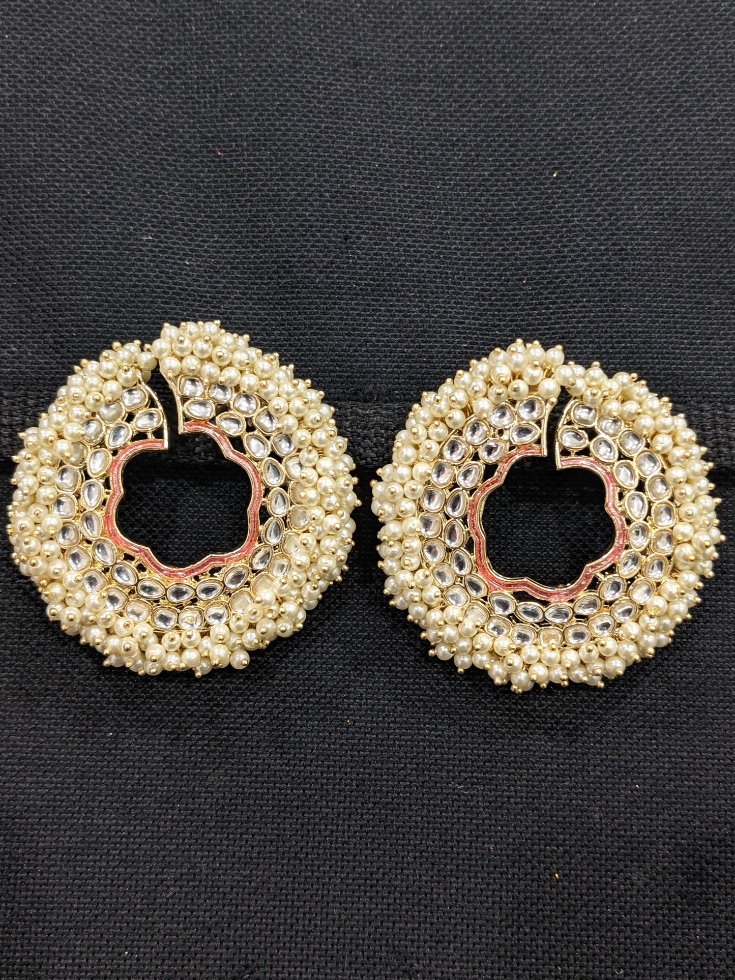 Pearl cluster surrounded XL Size Stud Earrings