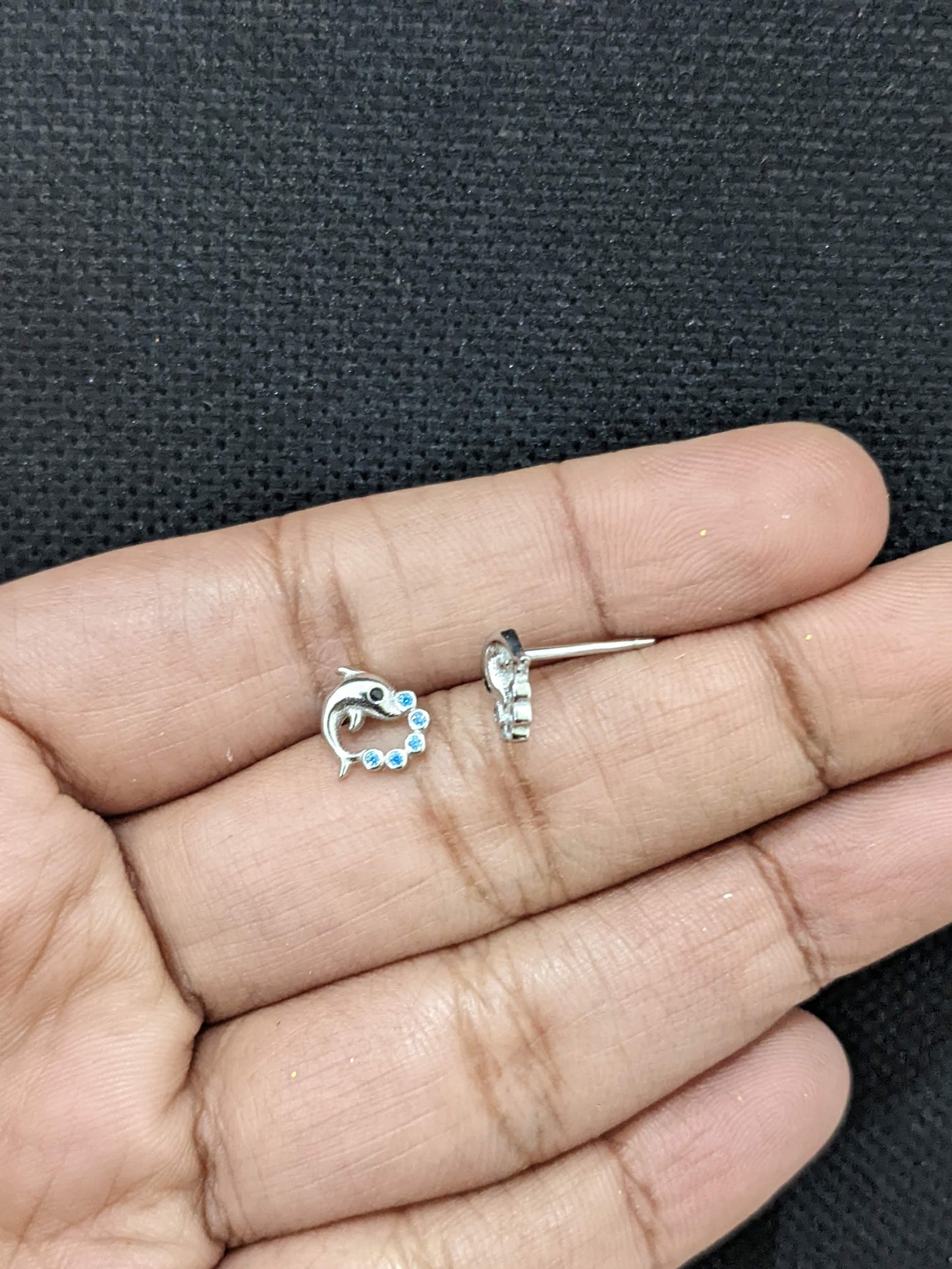 Whale design Sterling silver Tiny Earrings