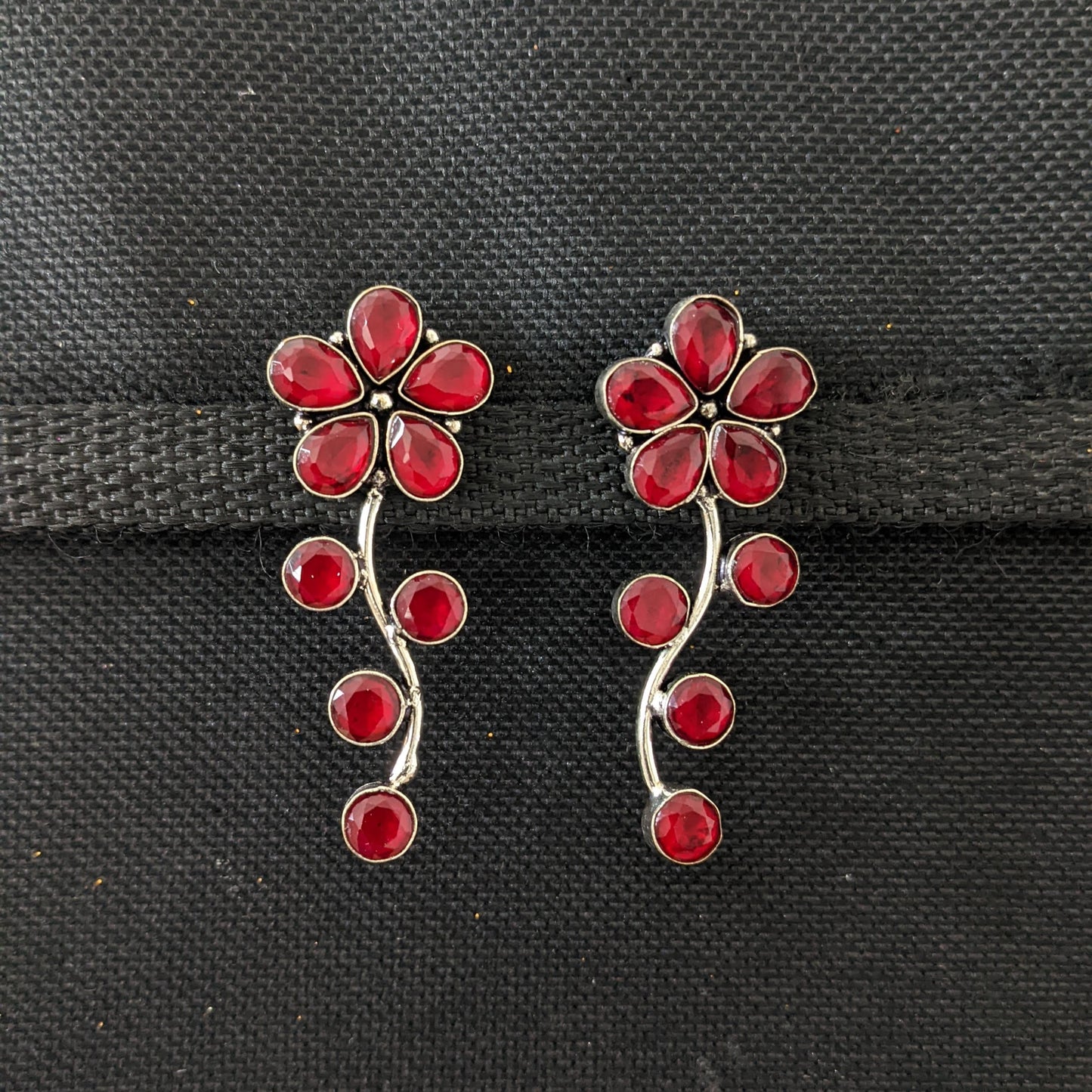 CZ stone embedded silver plated earrings