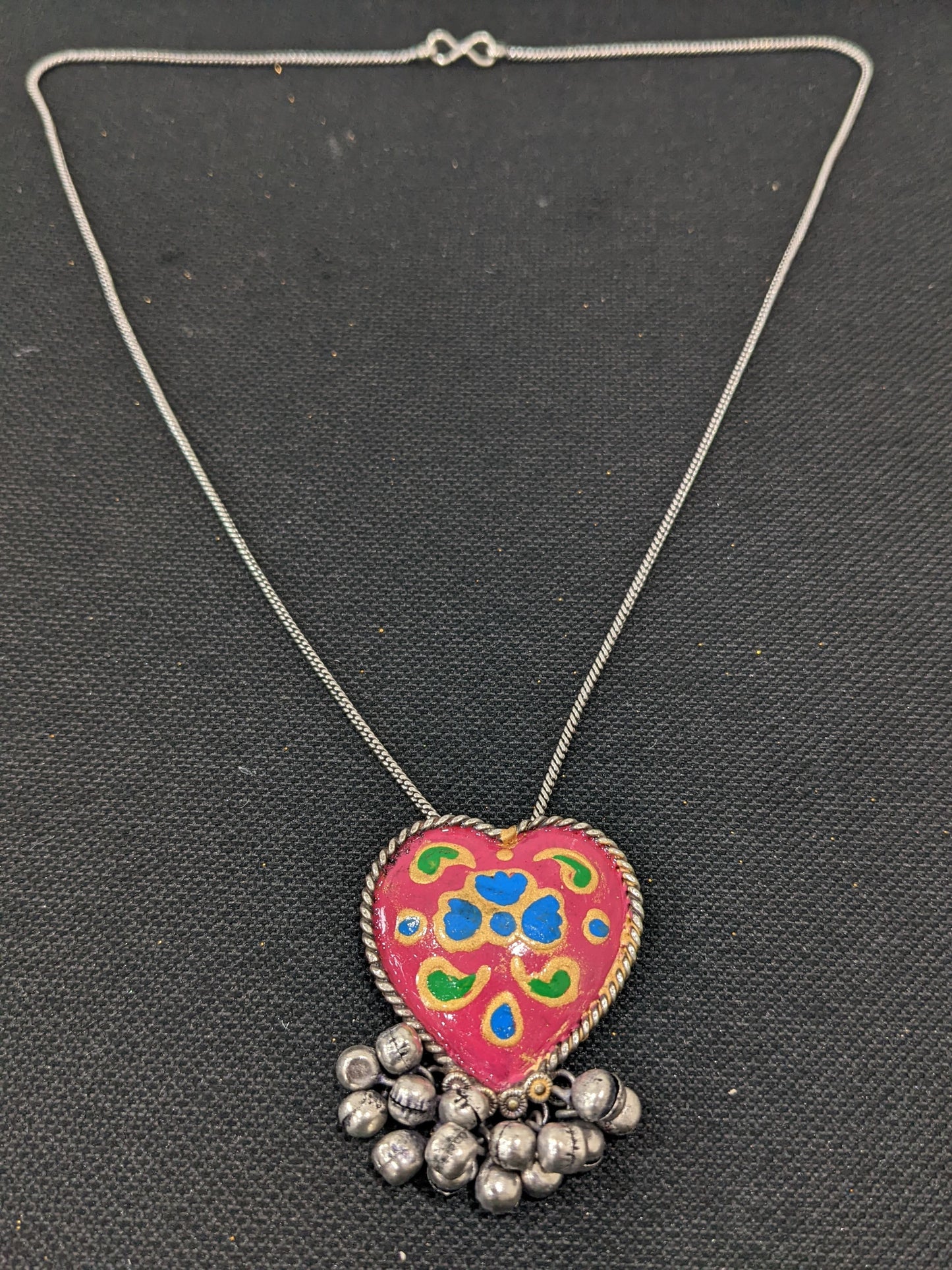 Heart Pendant Silver Chain Oxidized Silver Necklace
