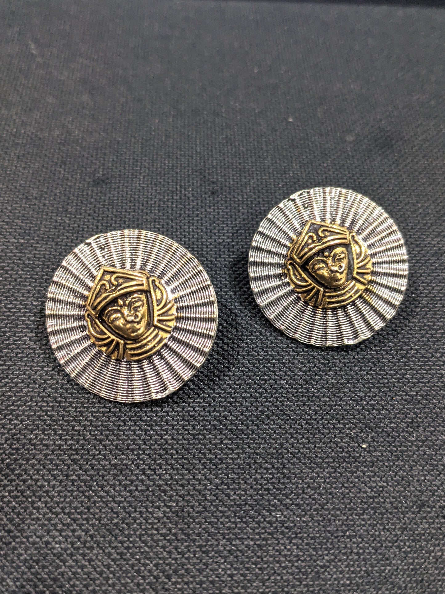 Goddess Durga 2 tone Oxidized Large Stud Earrings