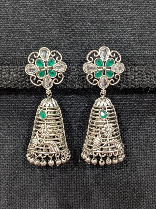Flower design long Cone jhumka earrings