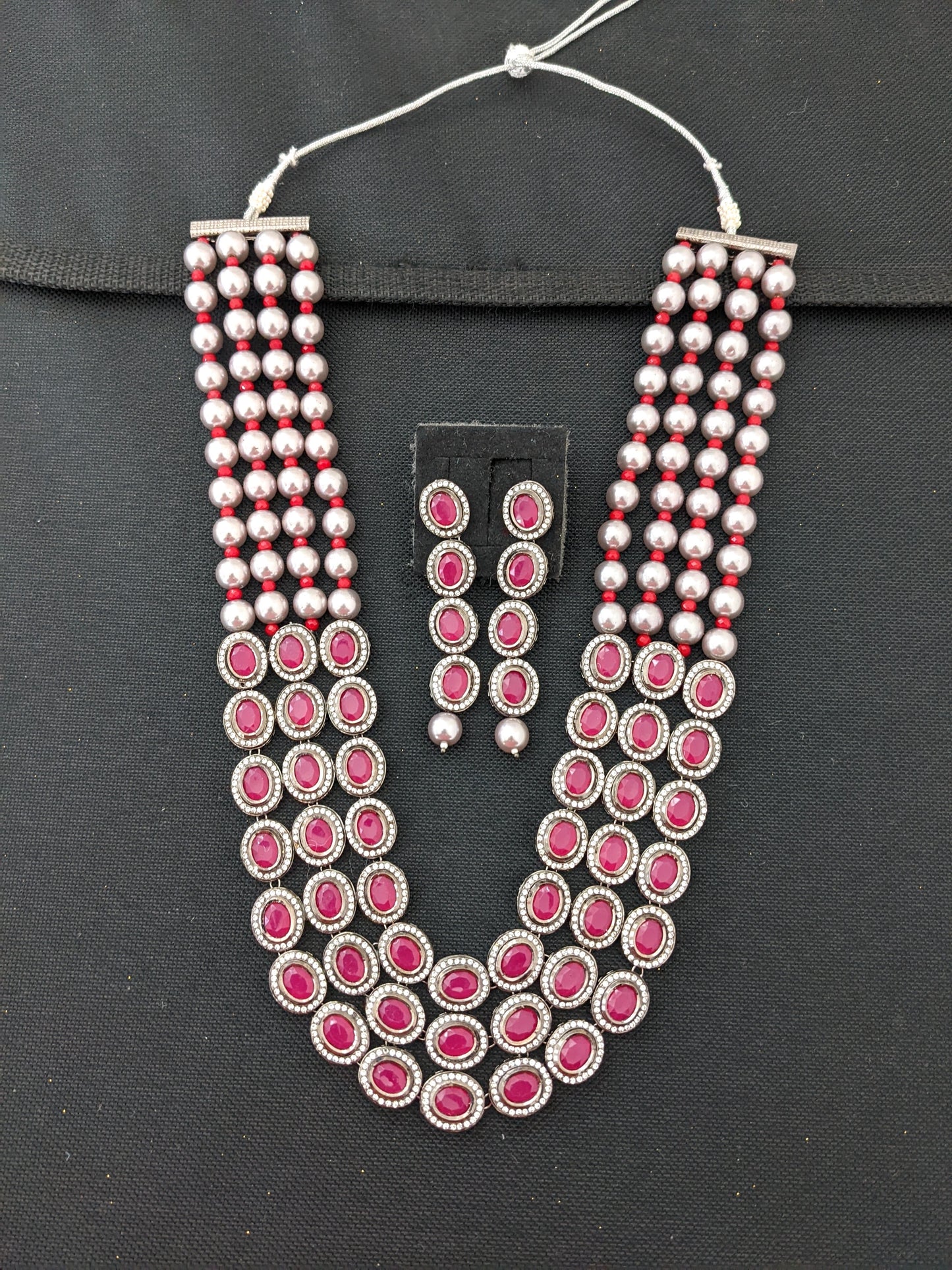 Bollywood celebrity design Long Chain Necklace and Earrings set