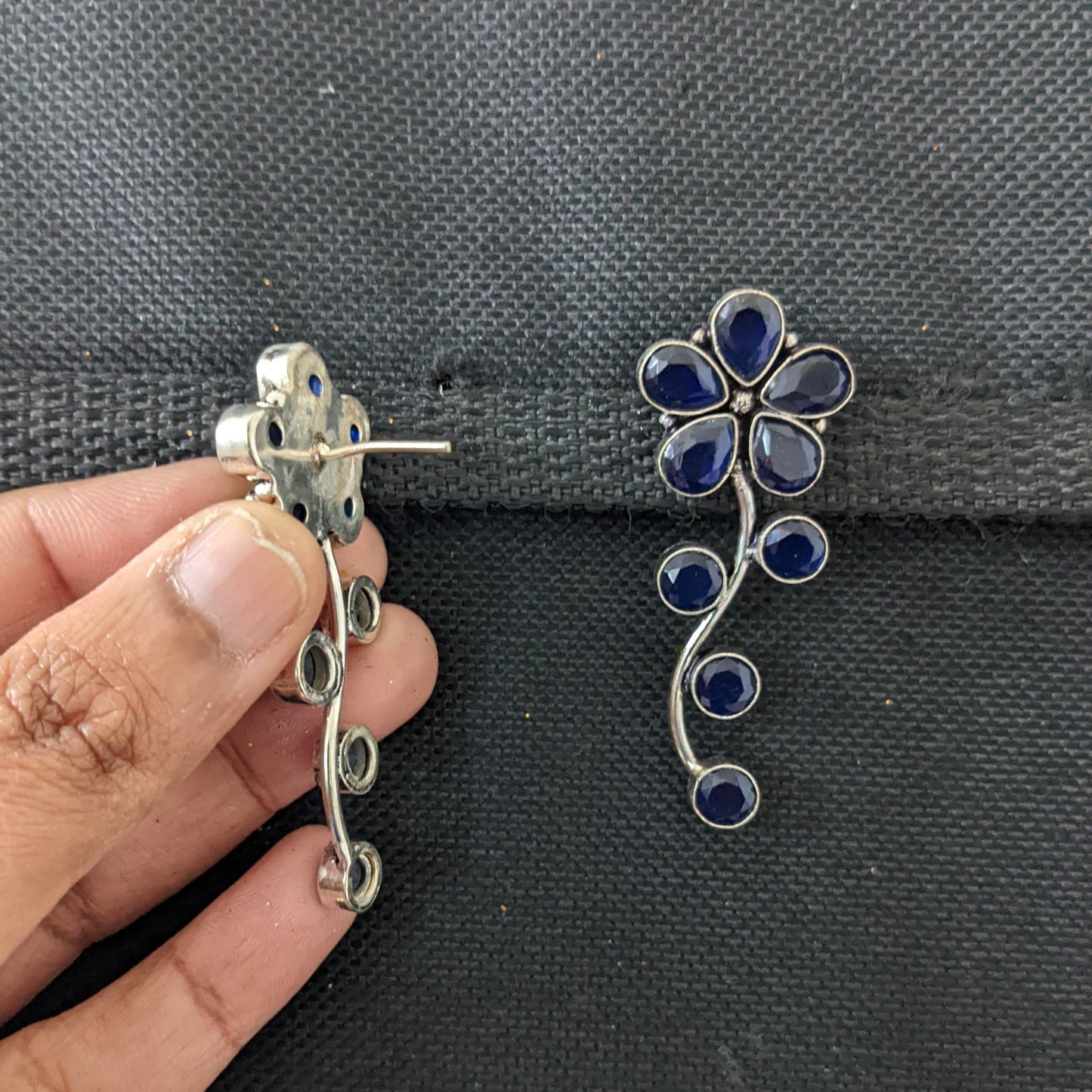 CZ stone embedded silver plated earrings