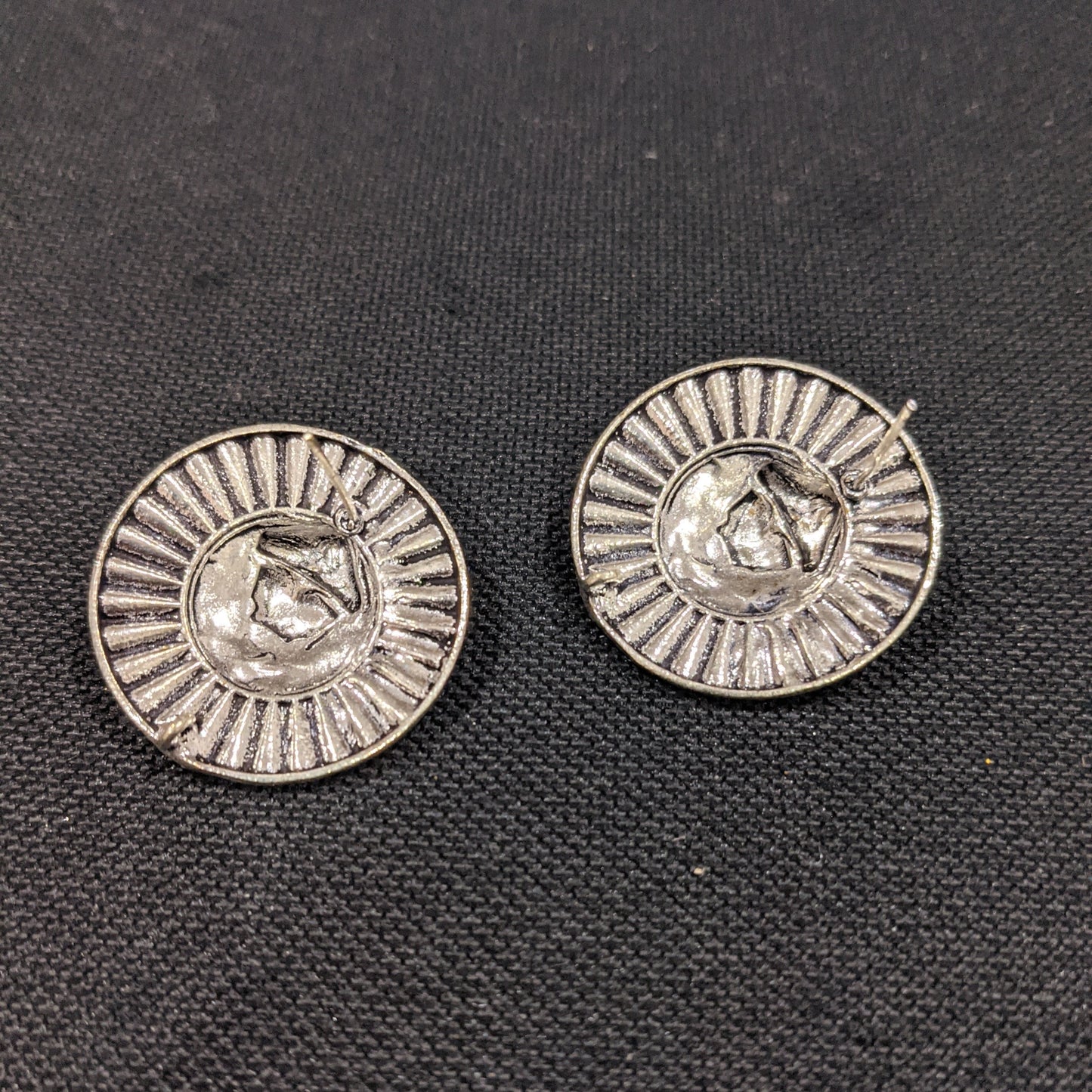 Goddess Durga 2 tone Oxidized Large Stud Earrings