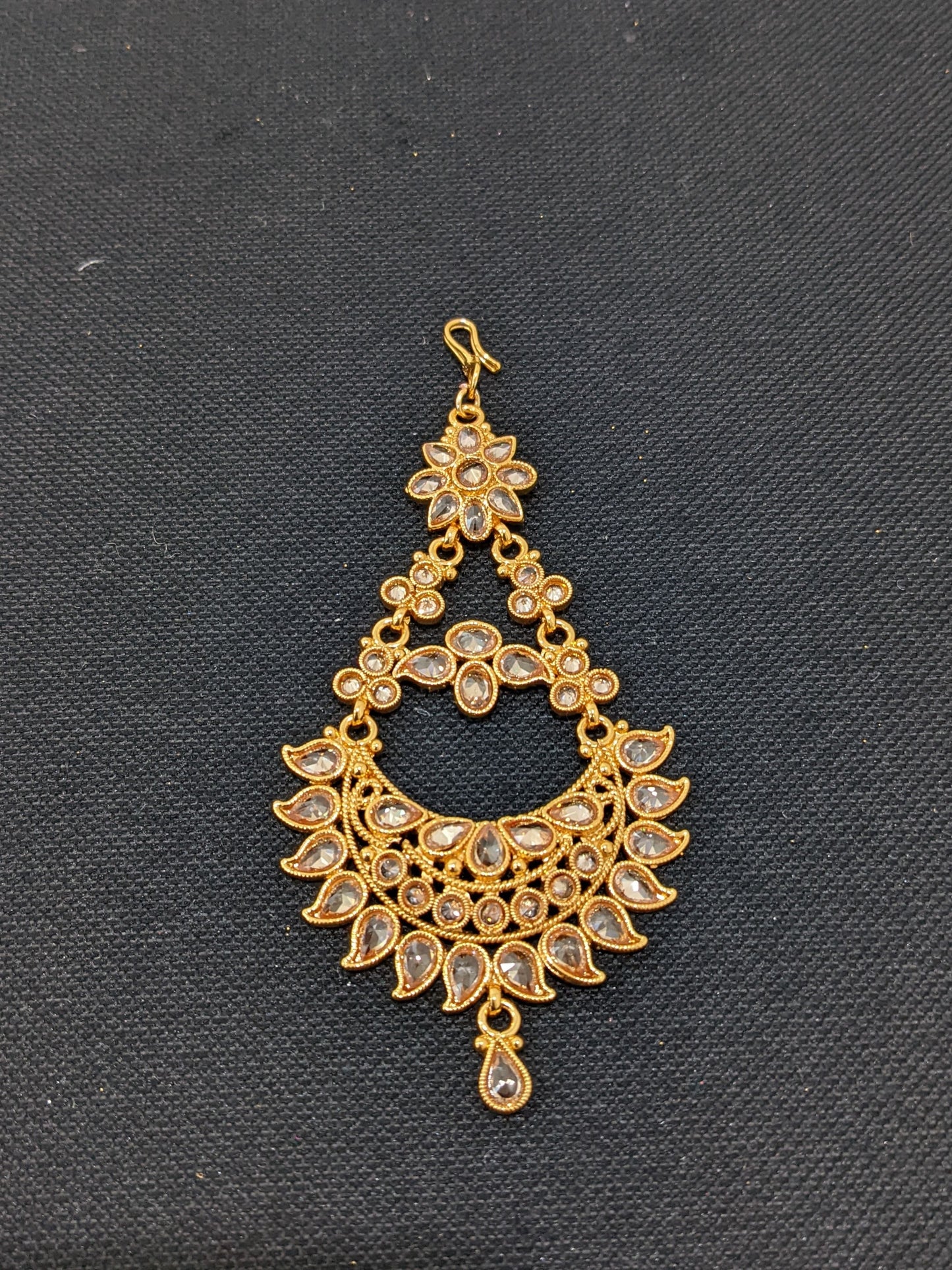 Gold plated Polki stone Pasa Maang Tikka - Design 4