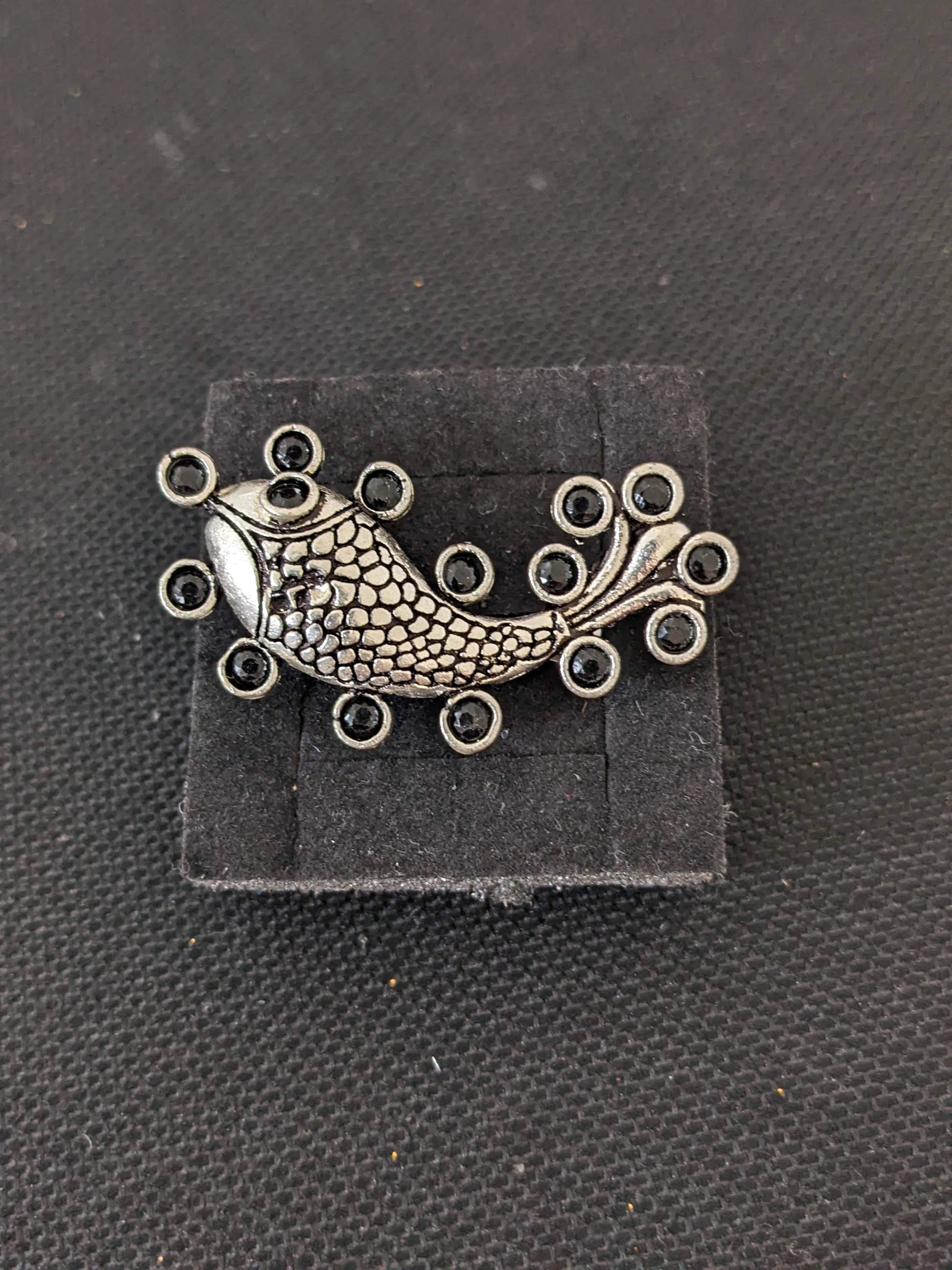 Oxidized Fish design Adjustable Finger ring - Simpliful