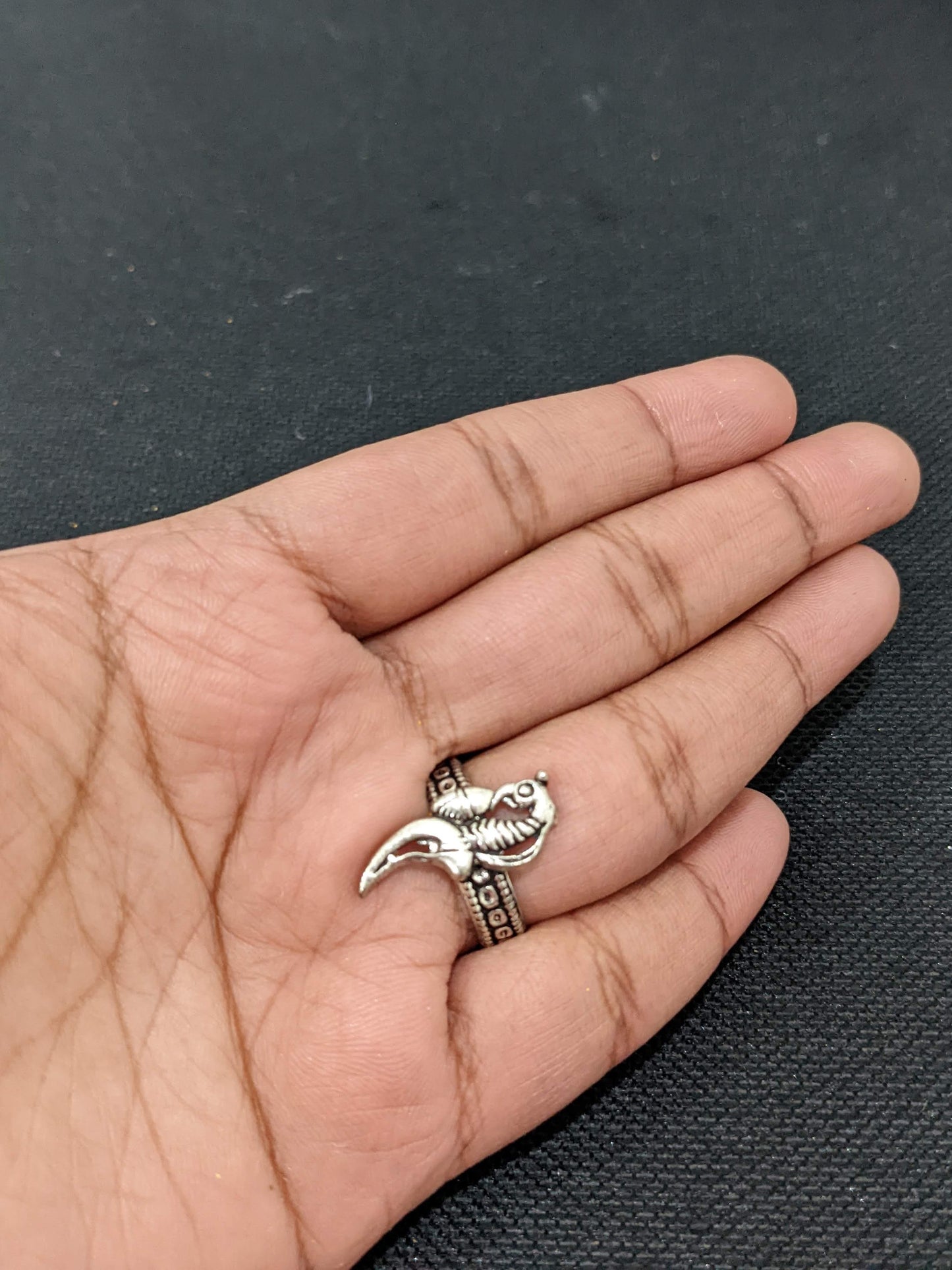 Oxidized Silver Peacock design Adjustable Finger ring - 3 designs