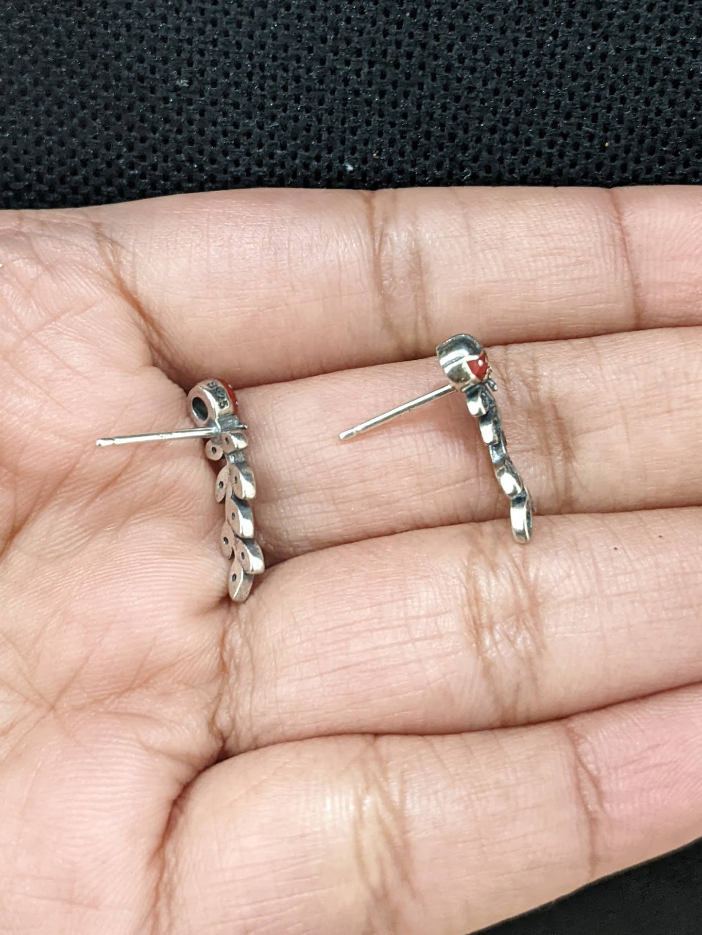 Sterling silver Lady bug leaf Earrings - Simpliful