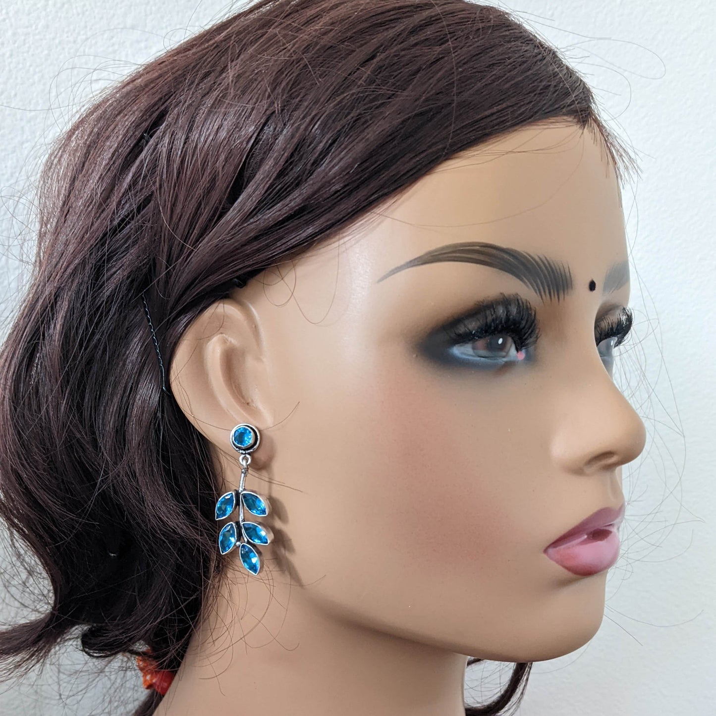 CZ stone embedded silver plated earrings