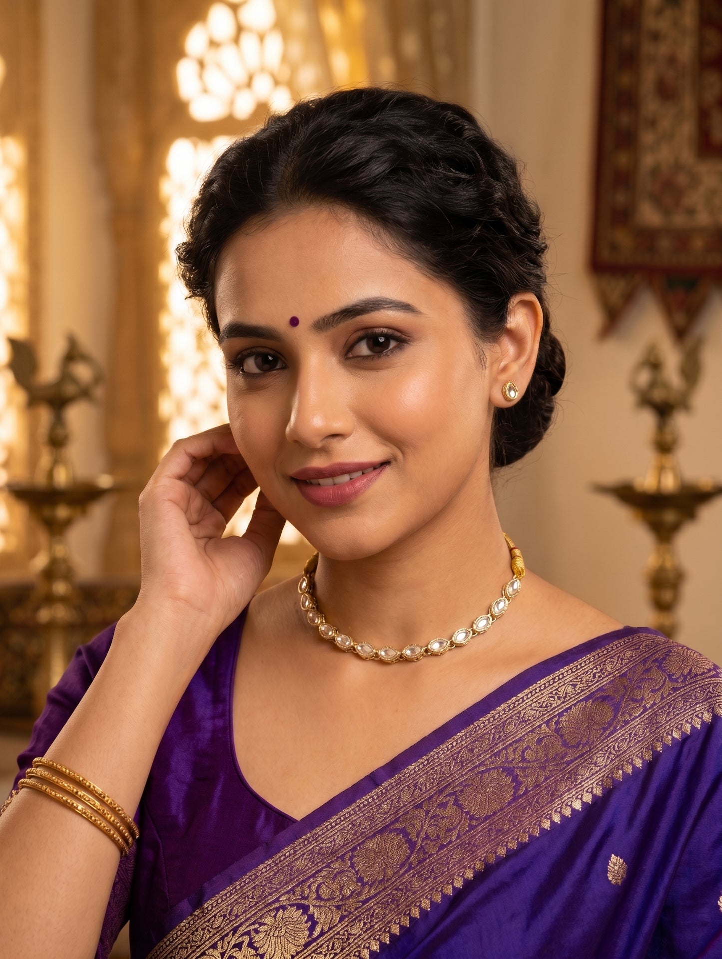 Glass kundan Choker Necklace - D2