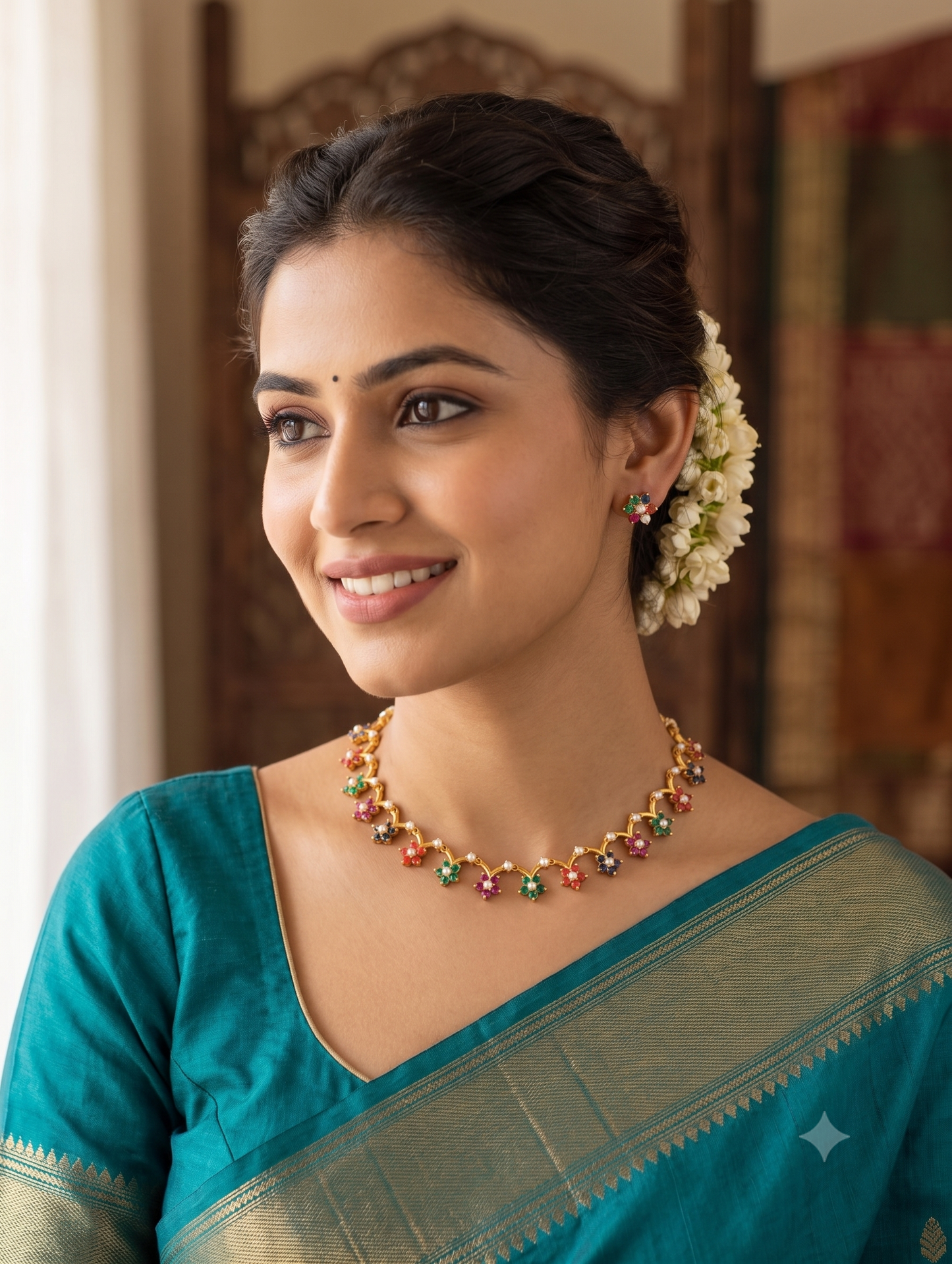 Navaratna stone Replica Mini Choker set