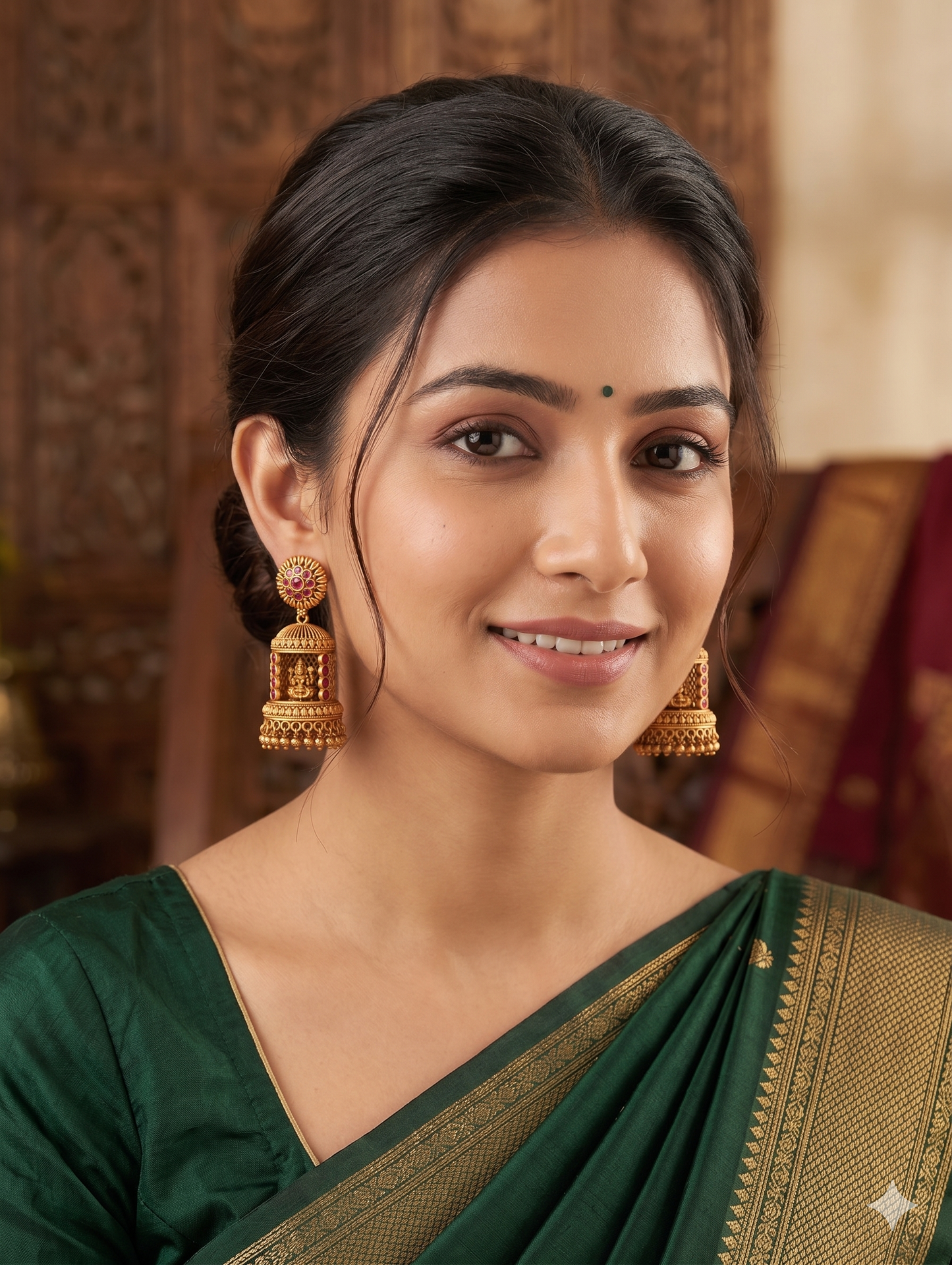 Unqiue Kemp Lakshmi ji Jhumka Earrings